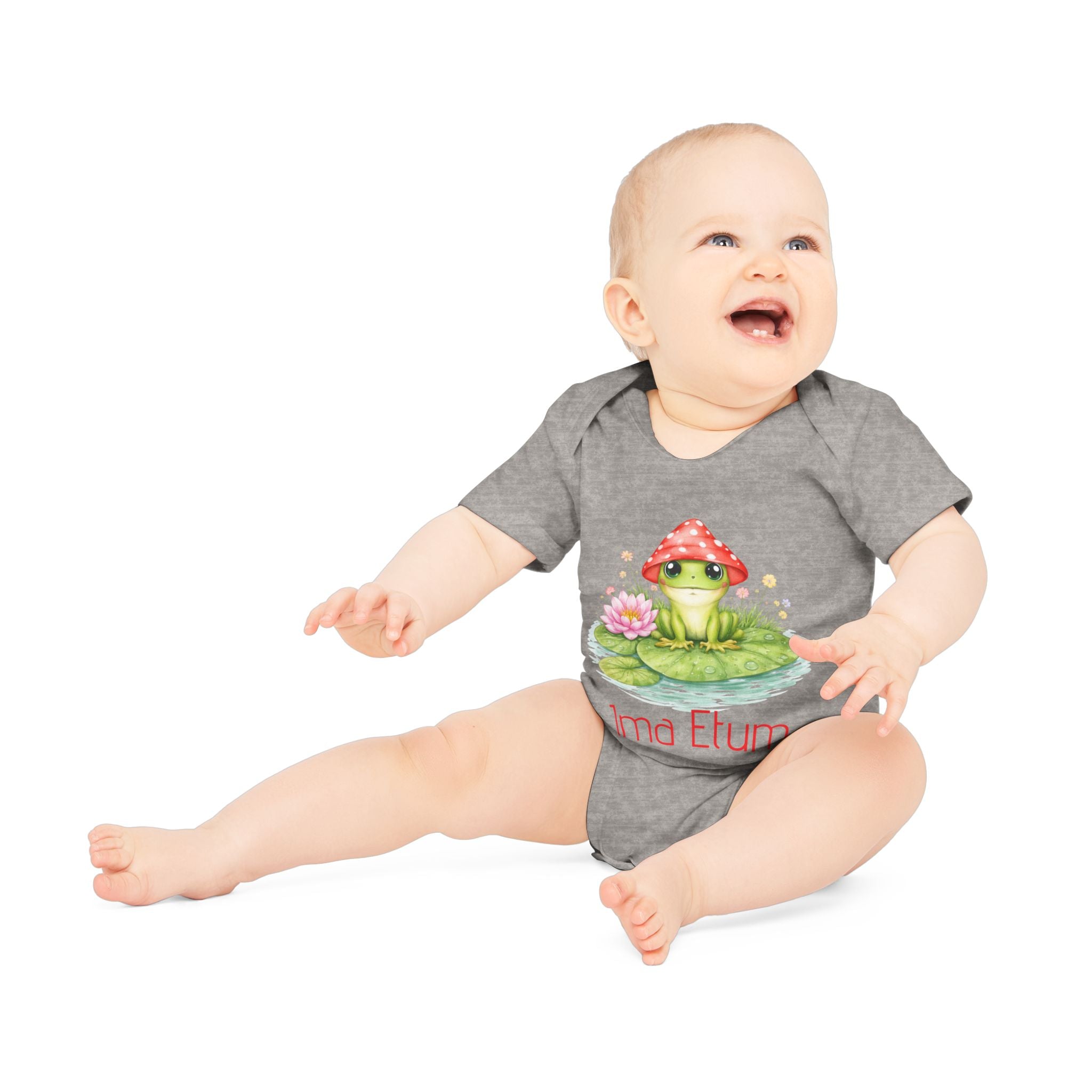Cute Mushroom Frog Baby Bodysuit – Personalized Name Option