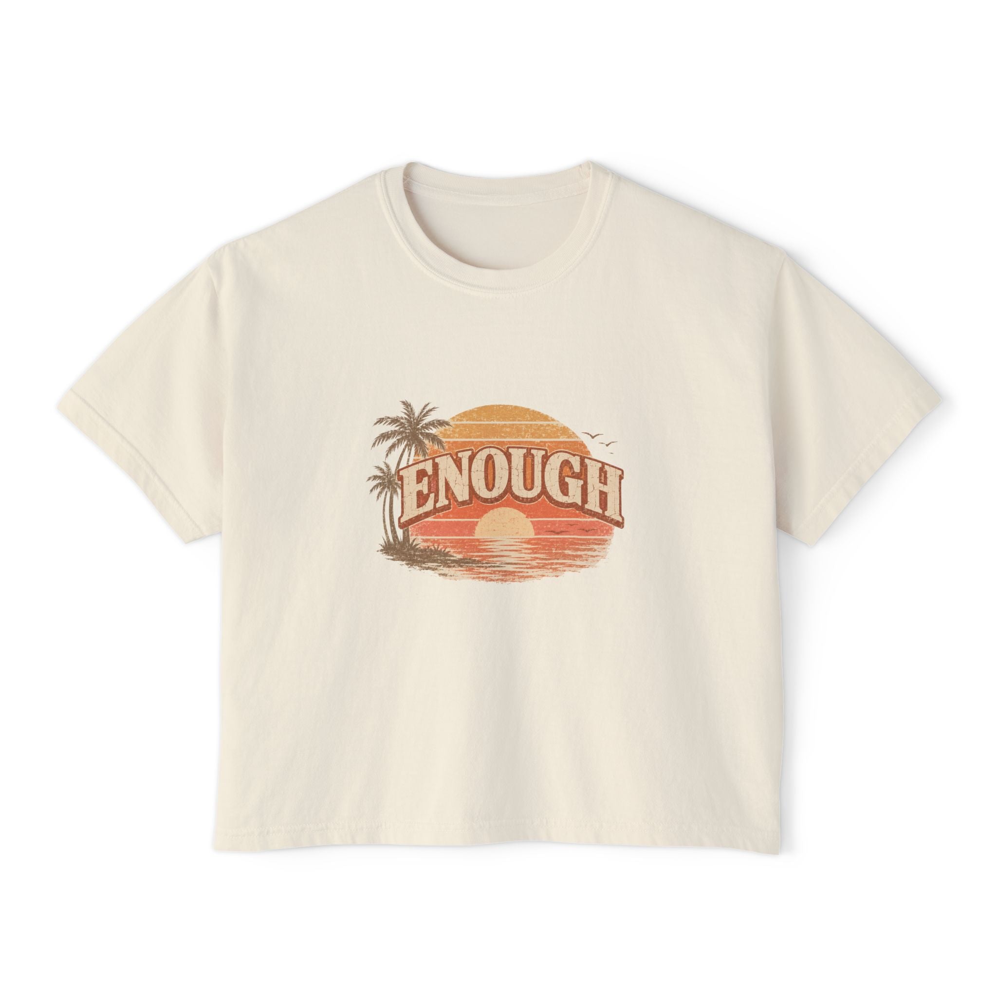 Enough Vintage Sunset Tee — Women's Boxy Graphic Top