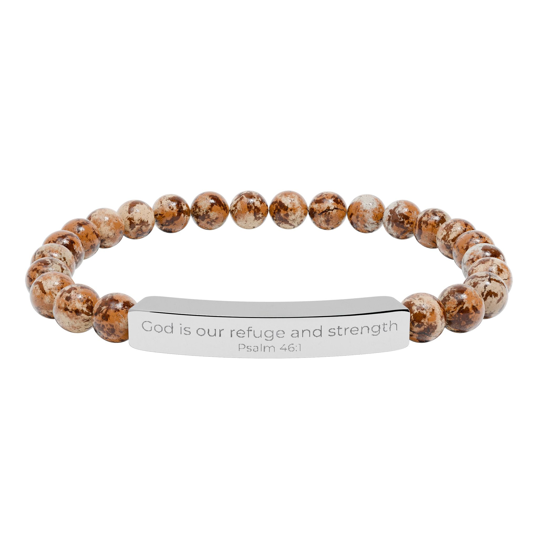 God is our refuge and strength - Natural Stone Bar Bracelet