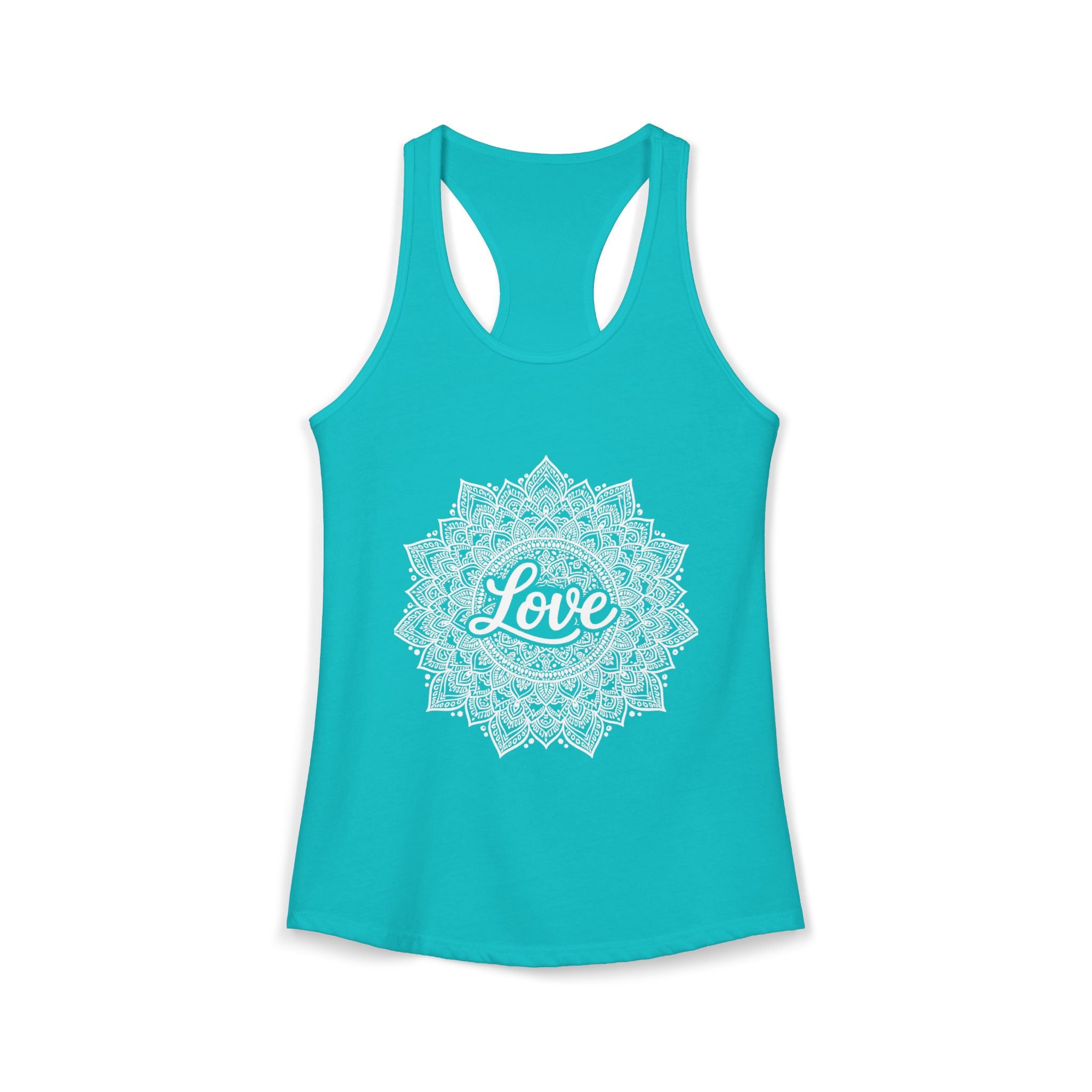 Love Mandala Tank Top for Women – Boho Racerback Beach Shirt