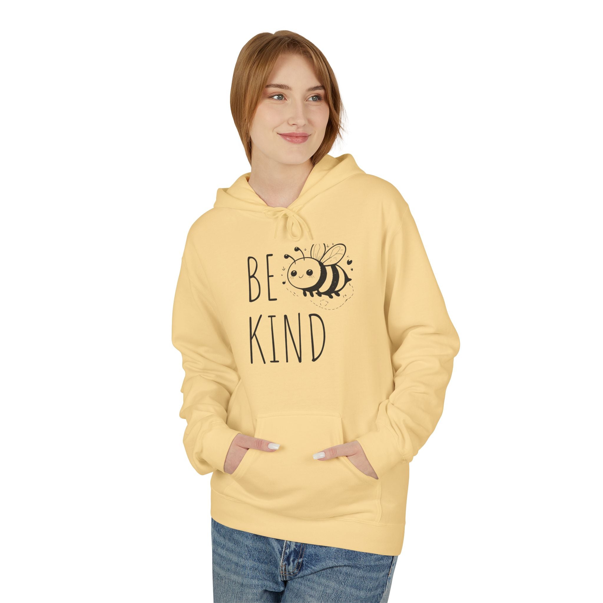 Bee Kind Hoodie — Cute Minimalist Bee Graphic Sweatshirt, Positive Message Gift