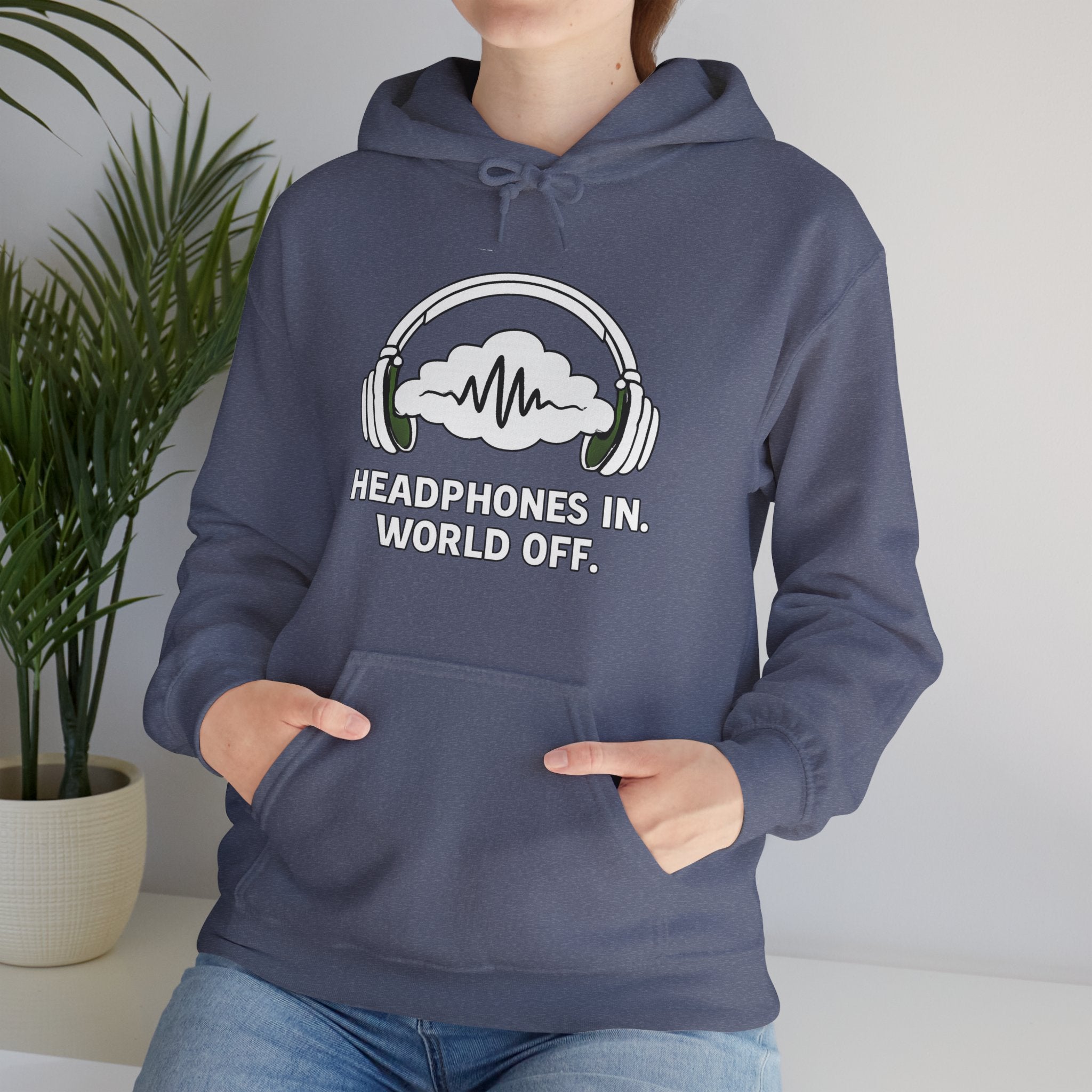 Headphones In World Off Hoodie — Music Lover Graphic Pullover