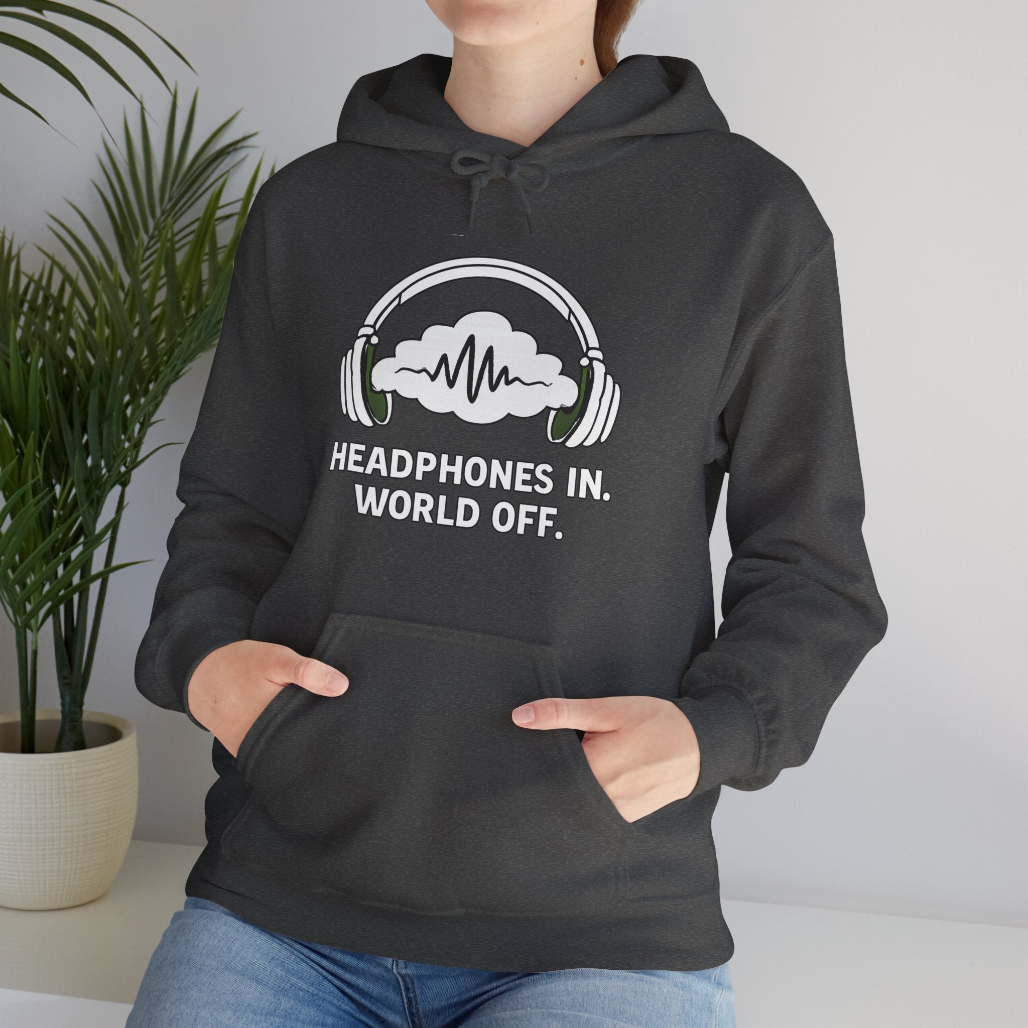 Headphones In World Off Hoodie — Music Lover Graphic Pullover