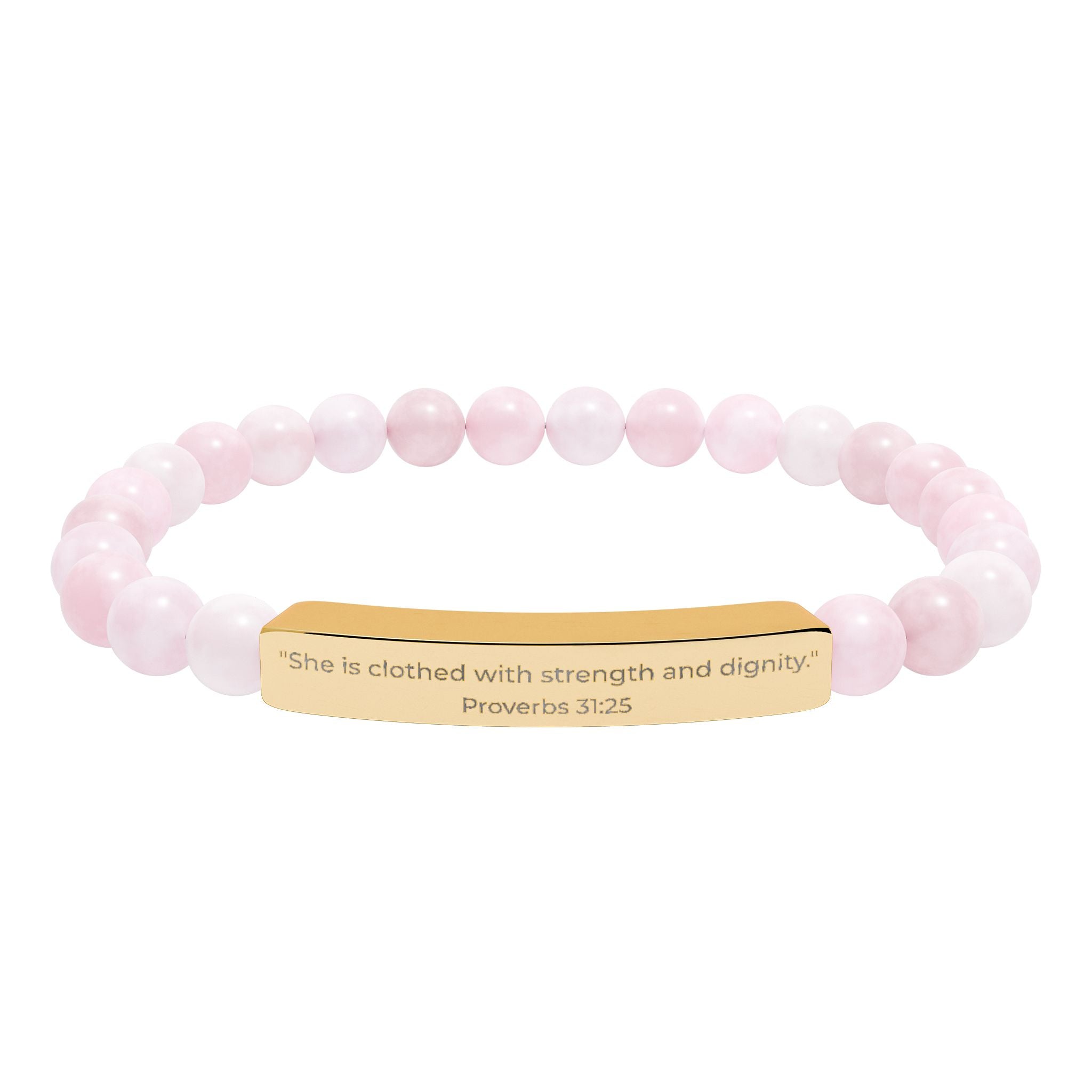 She Is Clothed With Strength and Dignity – Natural Stone Bar Bracelet