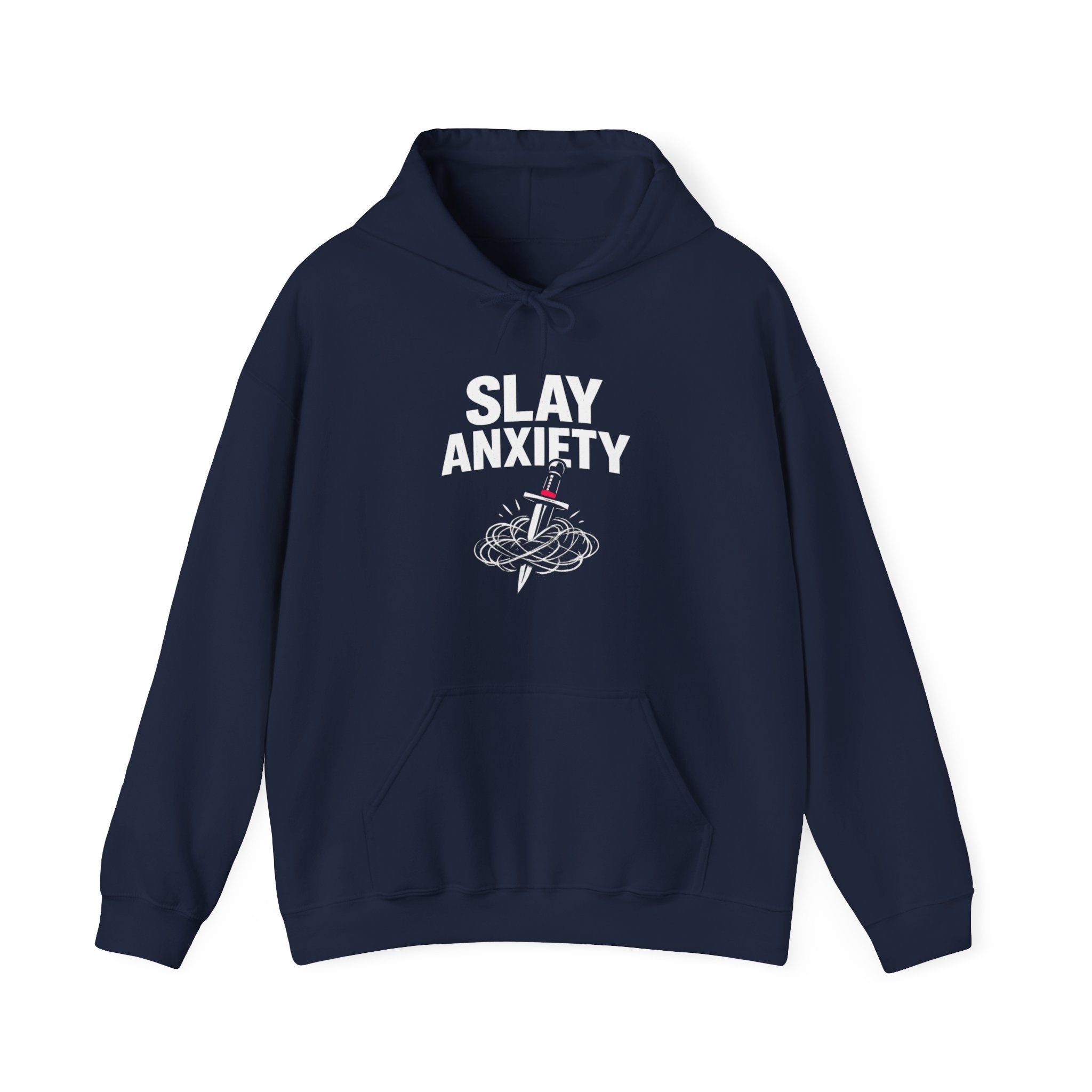 Slay Anxiety Brain Bloom Hoodie – Minimal Floral Brain Anatomy Sweatshirt (with Tiny Red Heart)