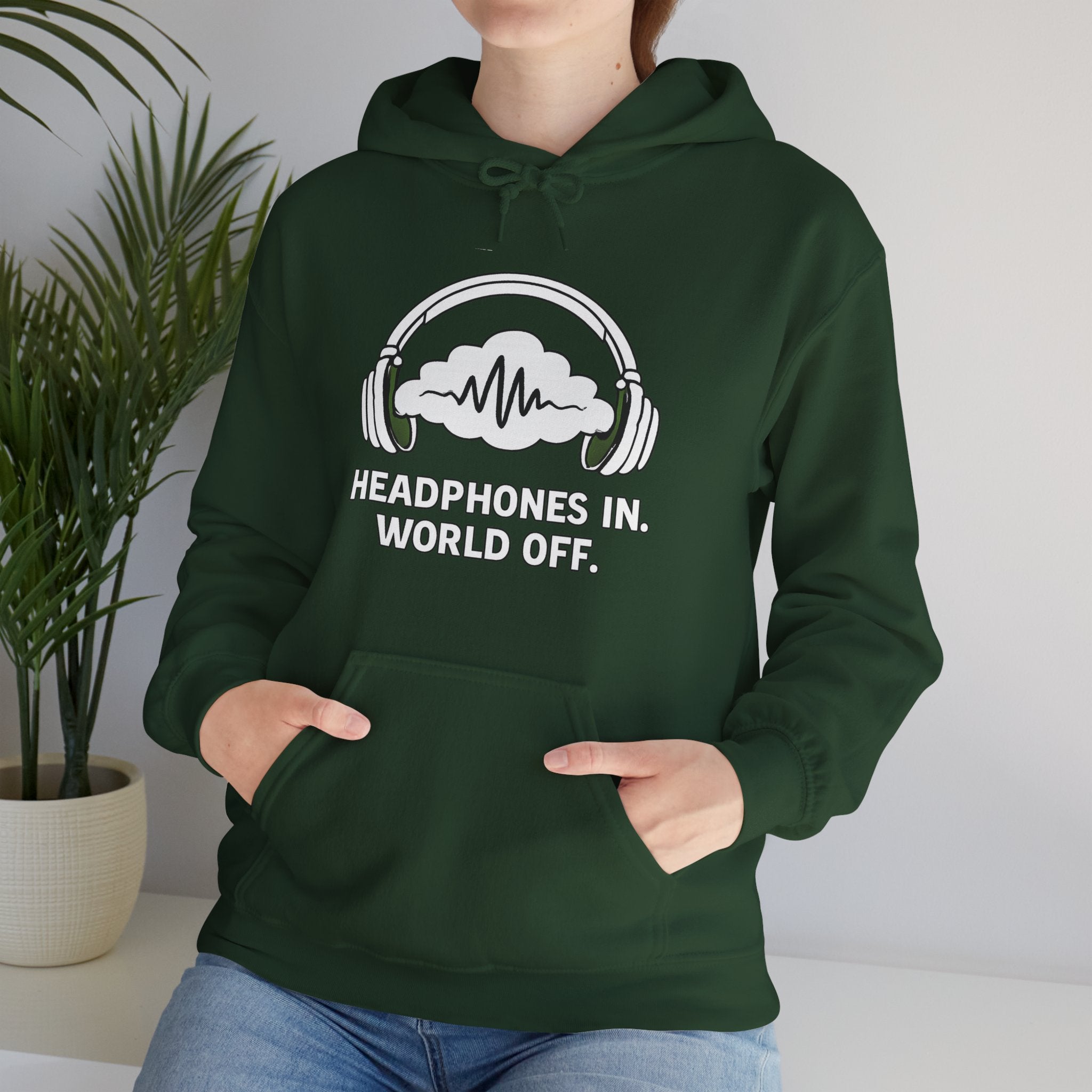 Headphones In World Off Hoodie — Music Lover Graphic Pullover