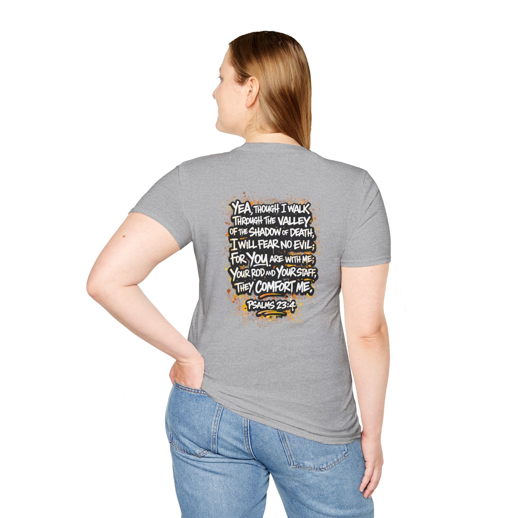 T-Shirt — Psalms 23:4 "I Will Fear No Evil" Christian Faith Graphic Tee