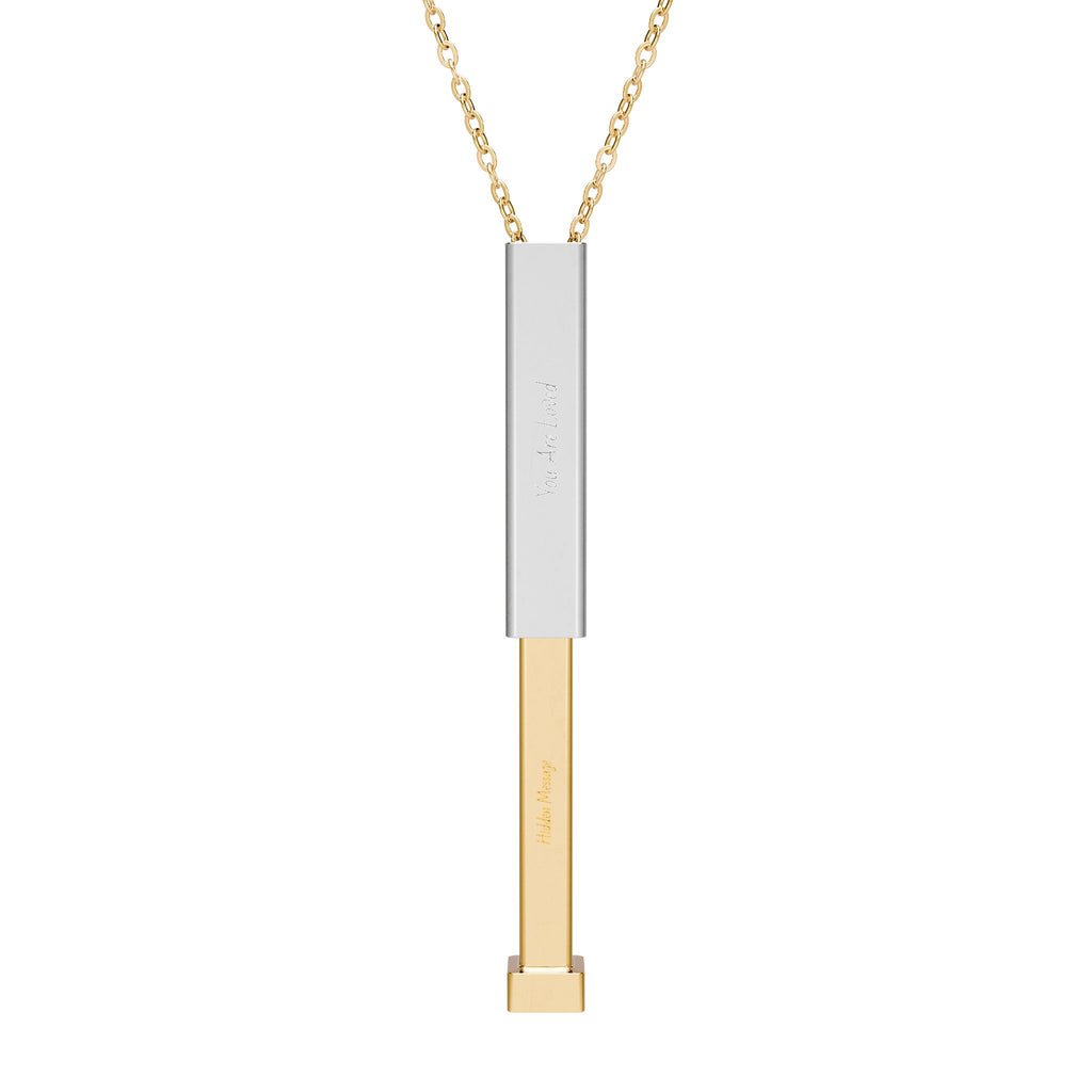 Personalize Your Hidden Message Sliding Bar Necklace — Engraved Personalized Secret Message Pendant