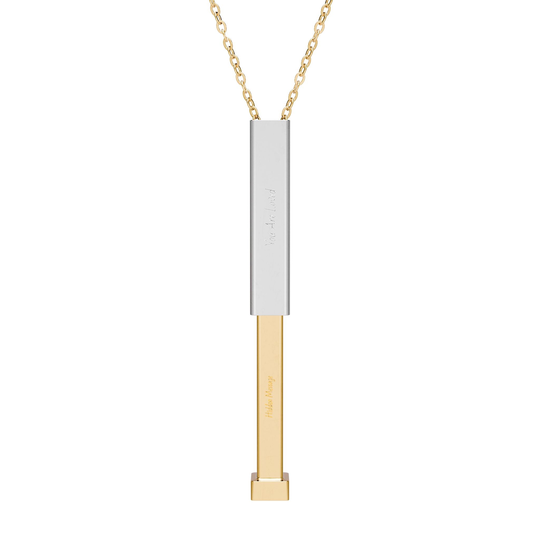 Personalize Your Hidden Message Sliding Bar Necklace — Engraved Personalized Secret Message Pendant