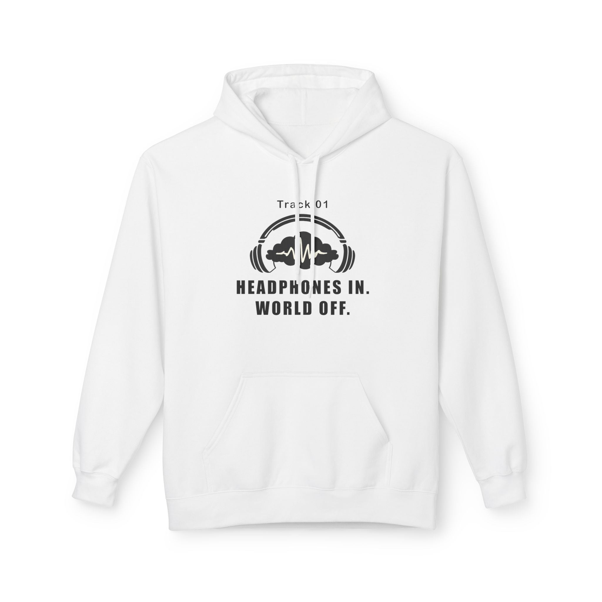 Headphones In World Off Hoodie — Music Lover Graphic Fleece Hoodie
