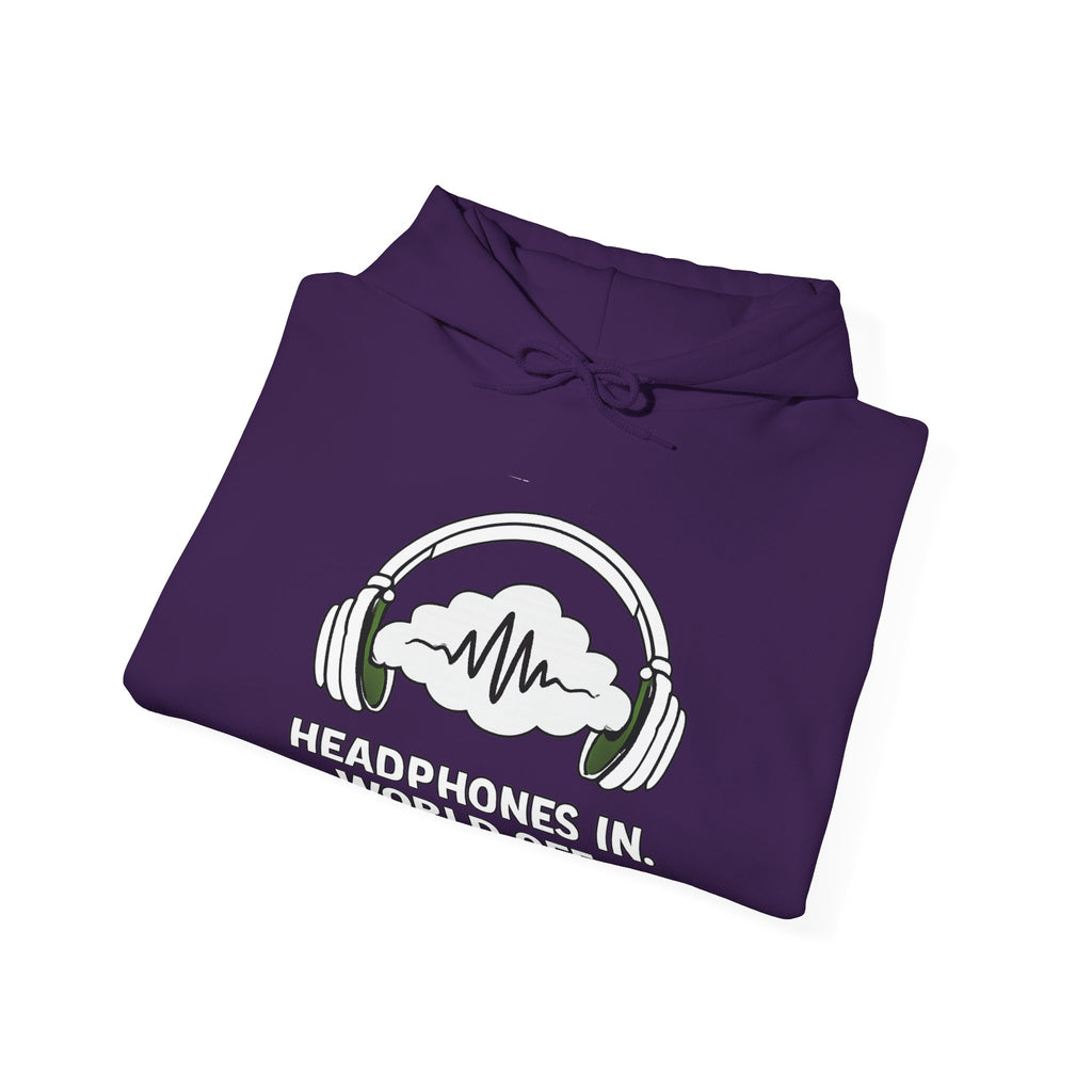 Headphones In World Off Hoodie — Music Lover Graphic Pullover
