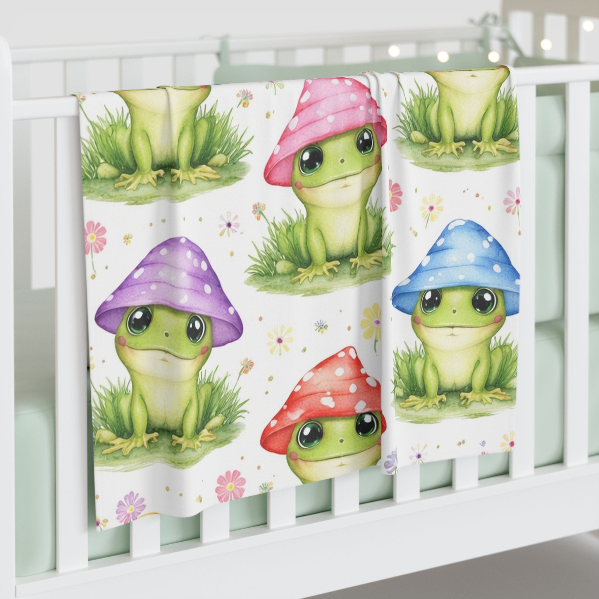 Cute Frog Mushroom Baby Swaddle Blanket — Soft Newborn Wrap for Baby Shower & Nursery