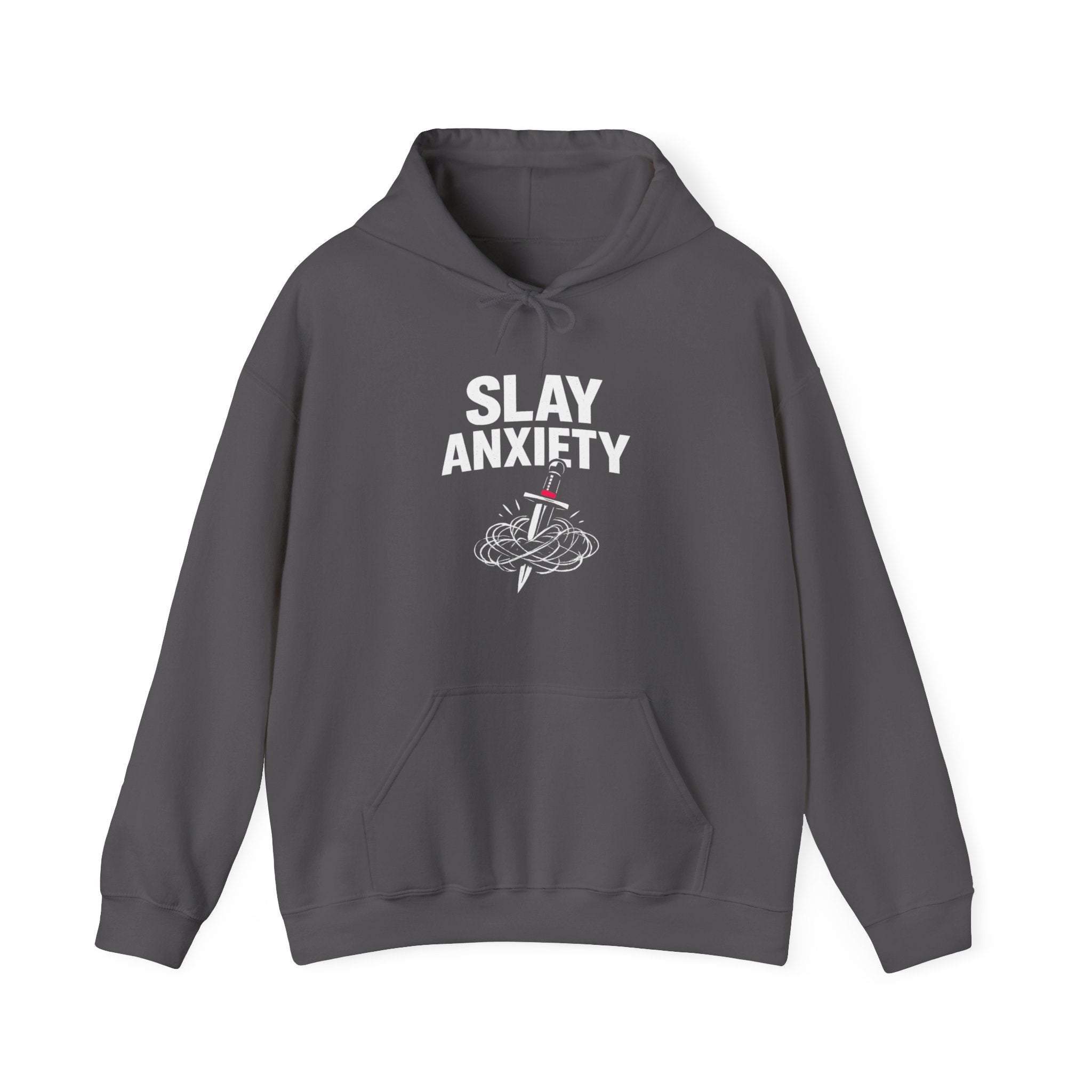 Slay Anxiety Brain Bloom Hoodie – Minimal Floral Brain Anatomy Sweatshirt (with Tiny Red Heart)