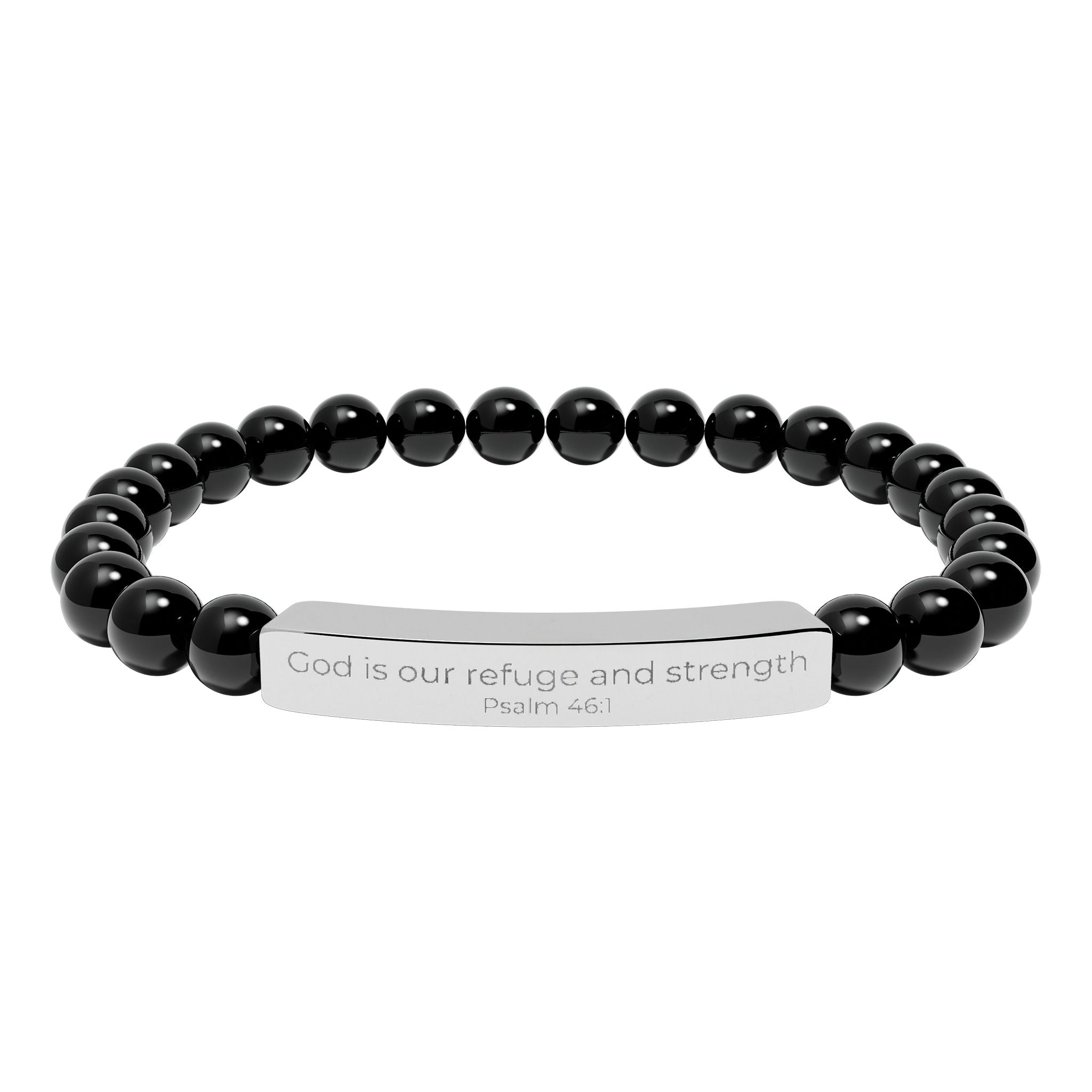 God is our refuge and strength - Natural Stone Bar Bracelet