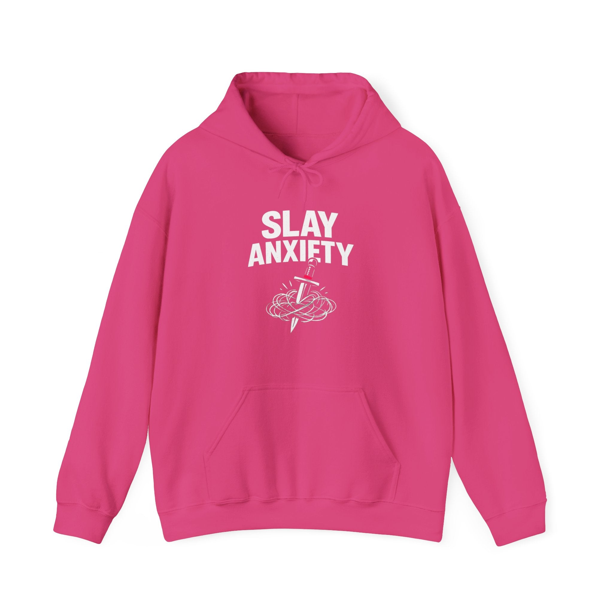Slay Anxiety Brain Bloom Hoodie – Minimal Floral Brain Anatomy Sweatshirt (with Tiny Red Heart)