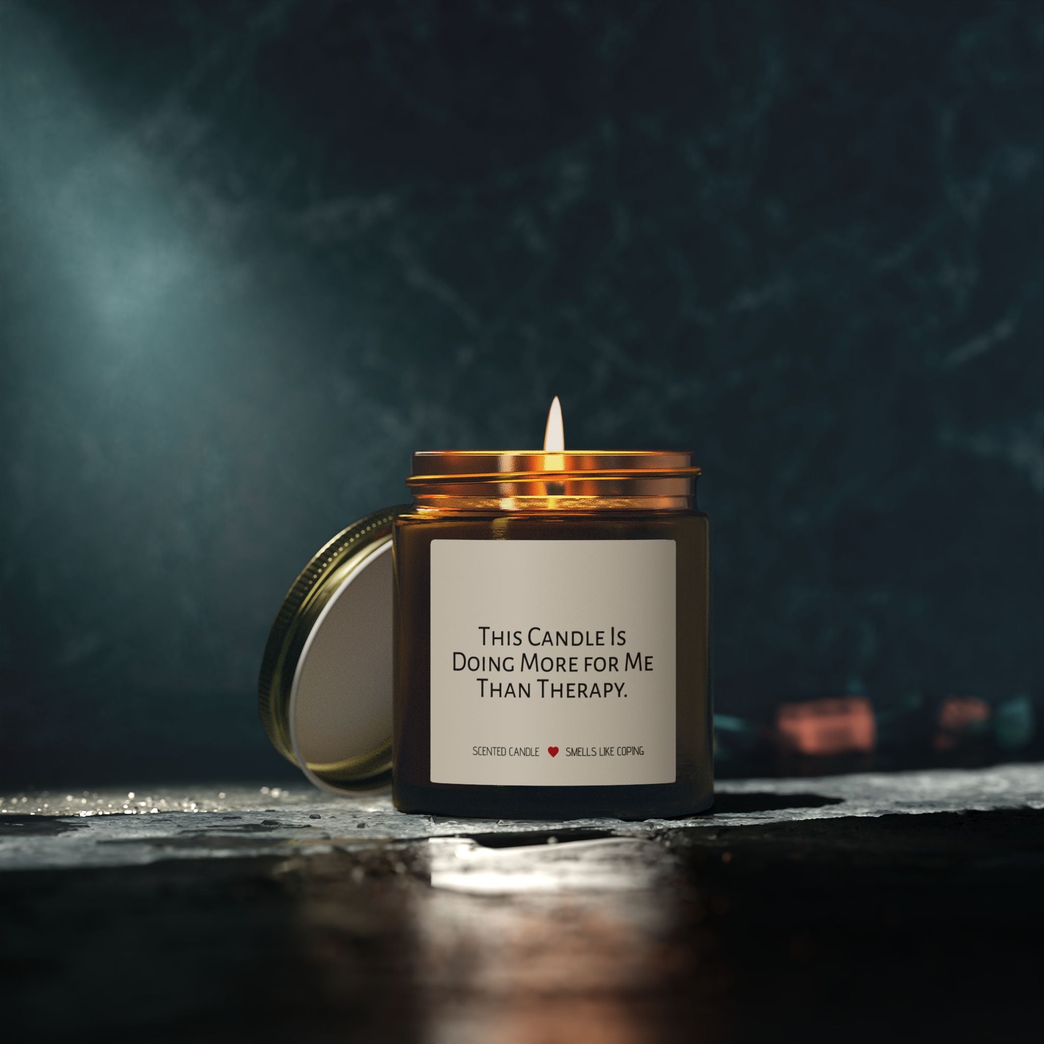 Humorous Scented Candle — "This Candle Is Doing More For Me Than Therapy" (Coconut Apricot Wax, 4oz & 9oz)