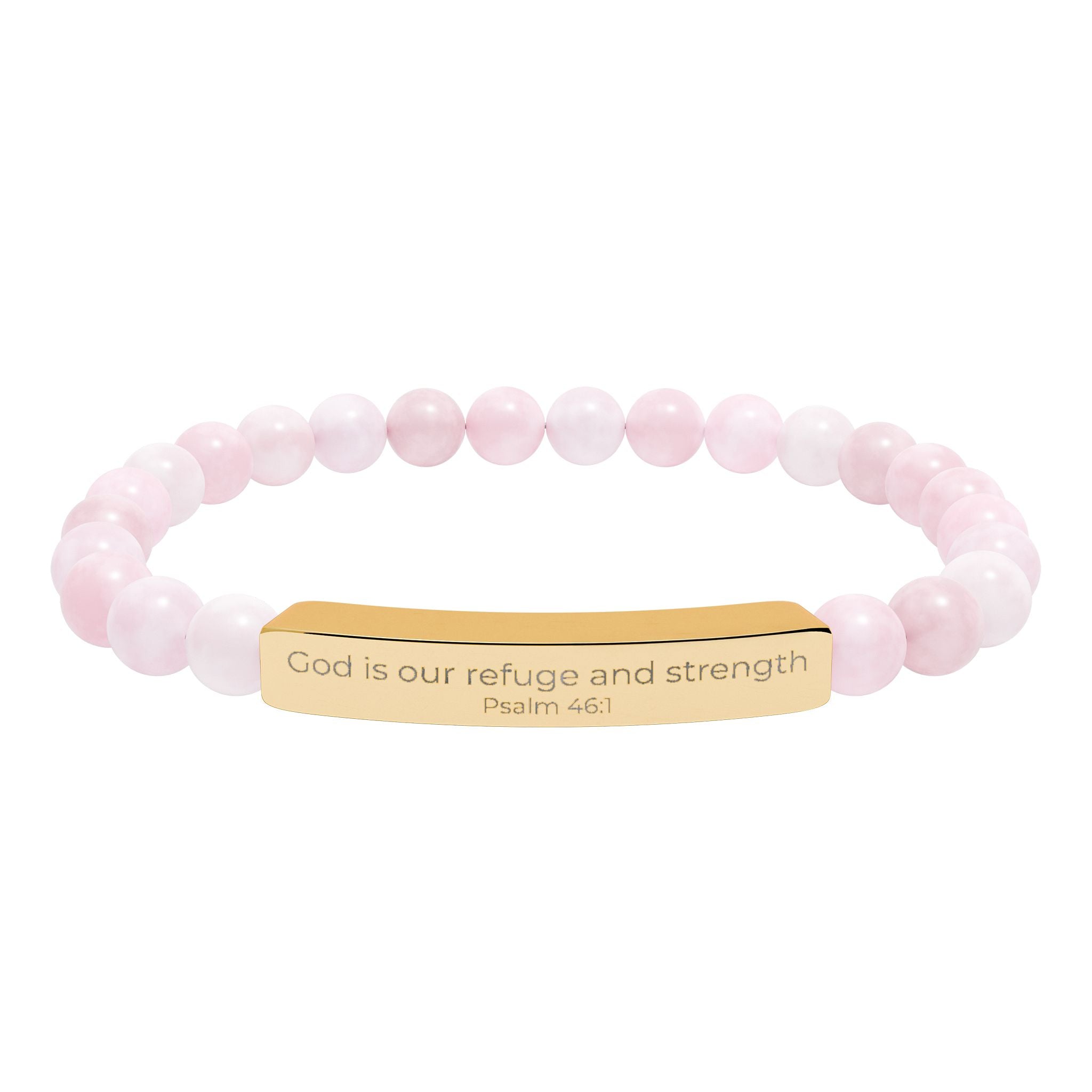 God is our refuge and strength - Natural Stone Bar Bracelet