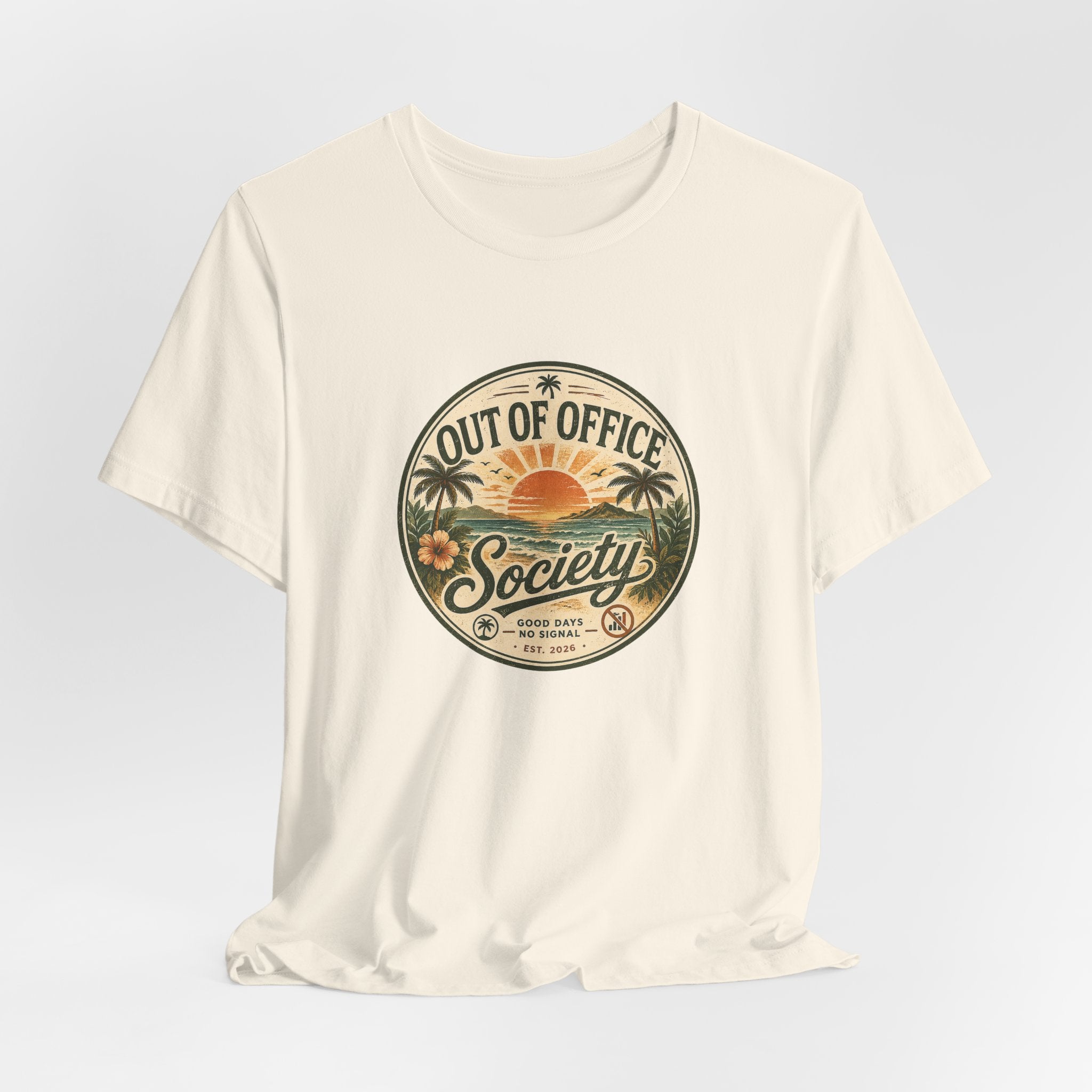 Out of Office Society Tee — Vacation Vibes Sunset Graphic T-Shirt