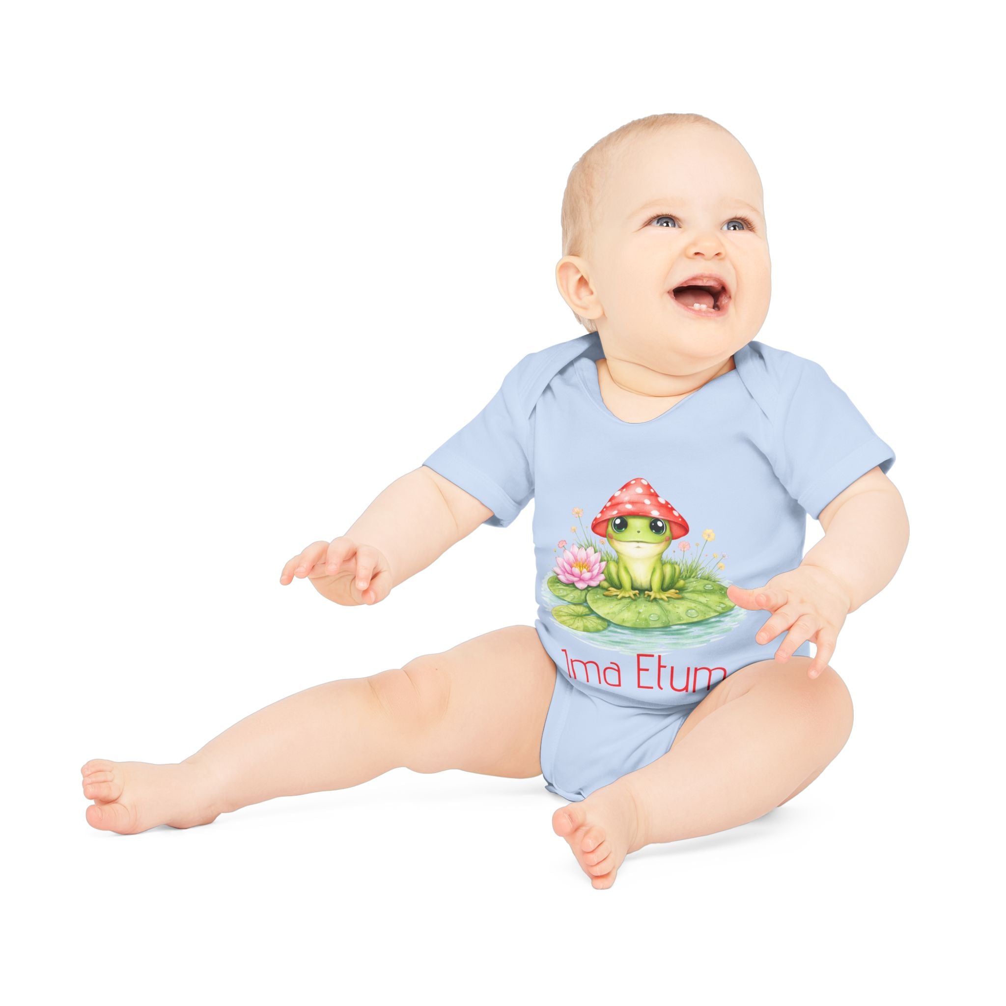 Cute Mushroom Frog Baby Bodysuit – Personalized Name Option