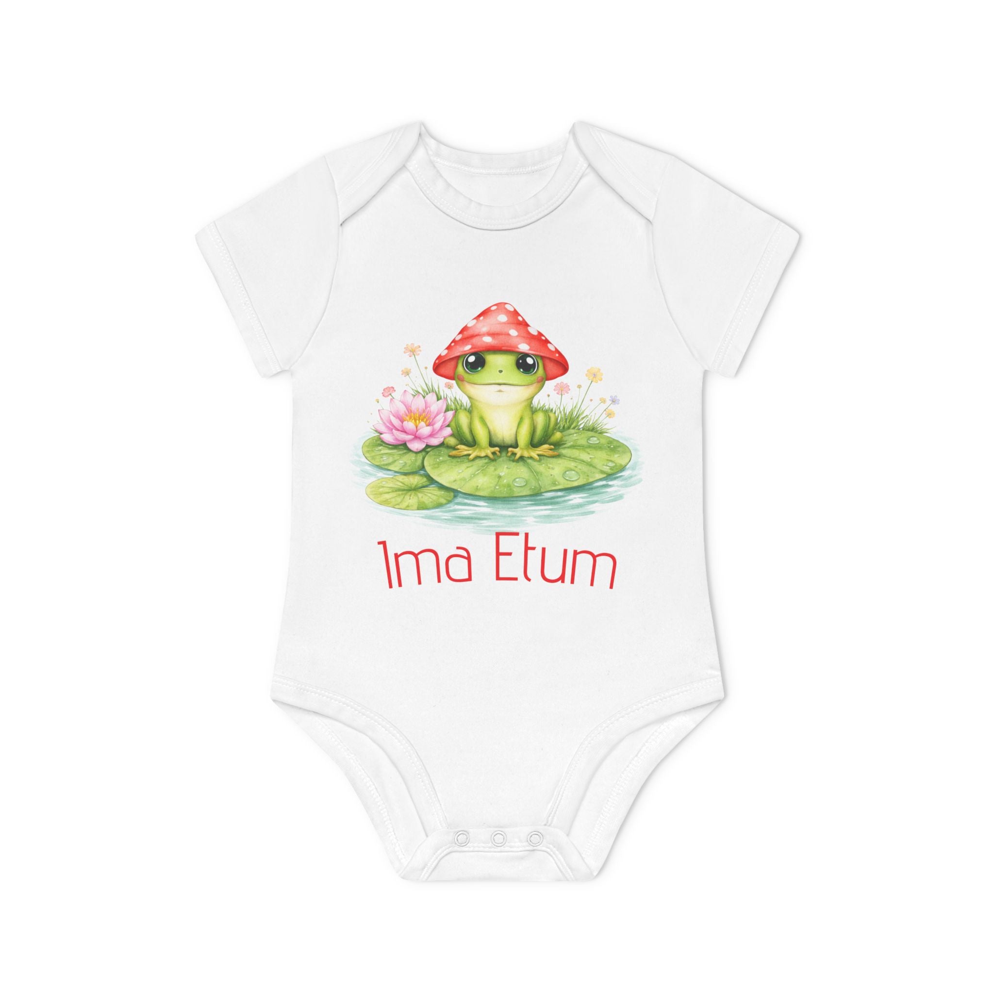Cute Mushroom Frog Baby Bodysuit – Personalized Name Option