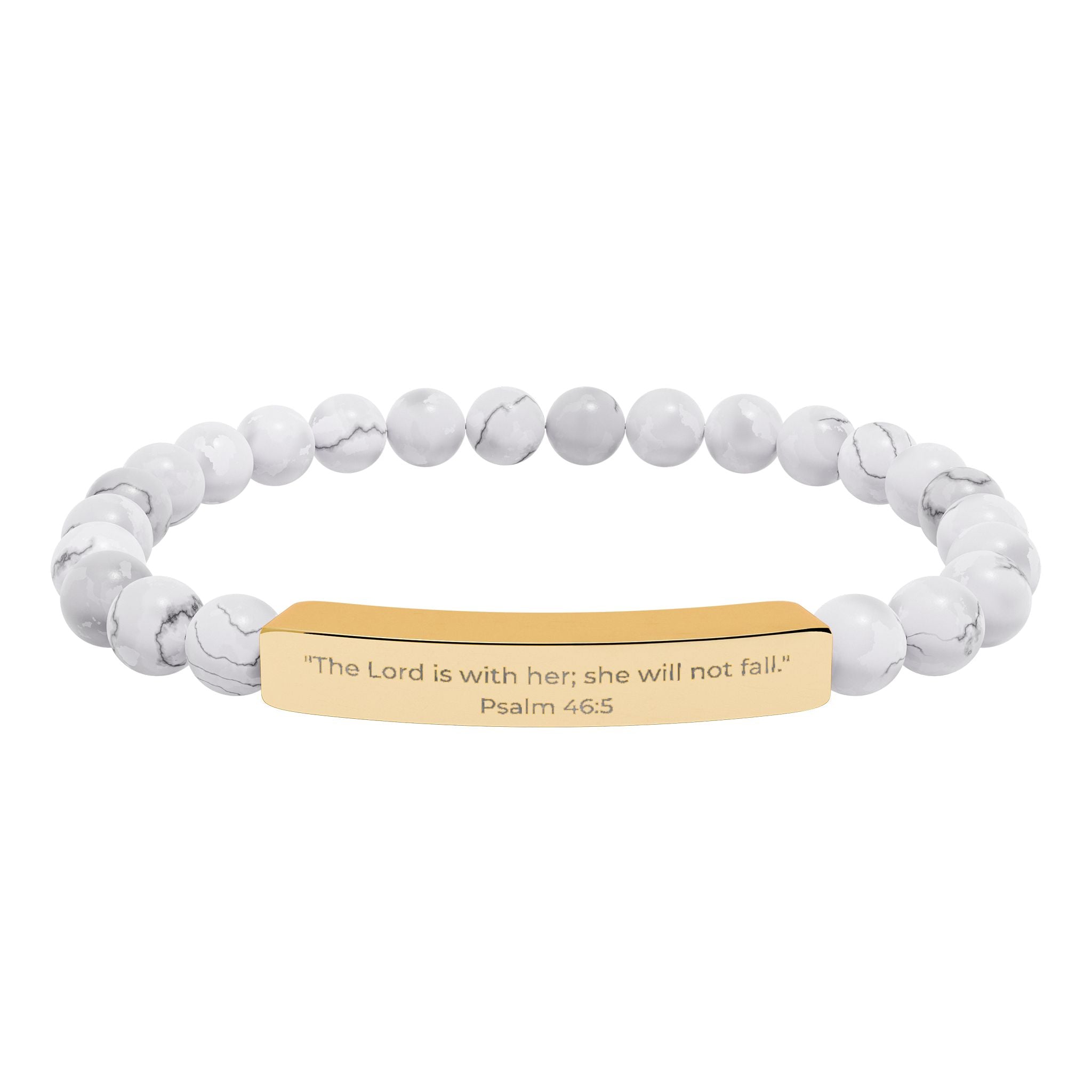 The Lord Is Within Her; She Will Not Fall – Natural Stone Bar Bracelet