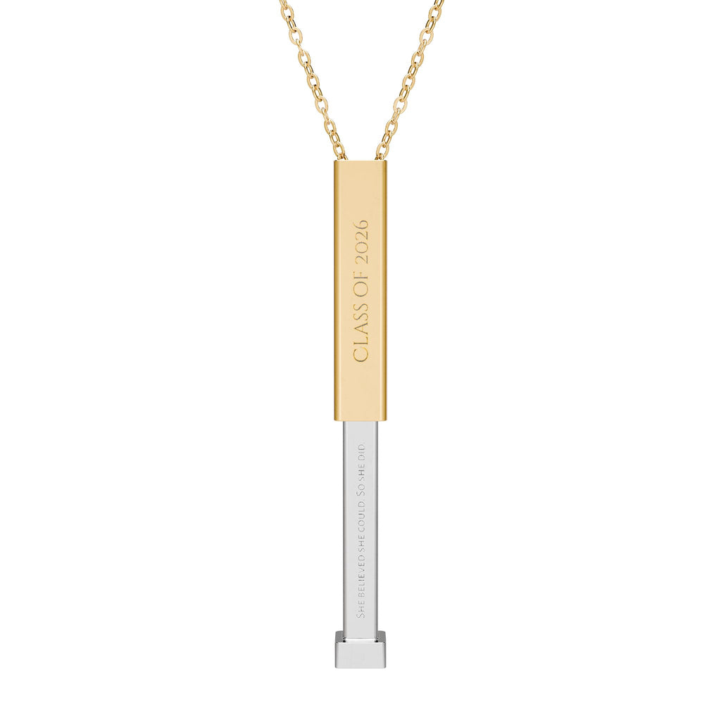 Hidden Message Sliding Bar Necklace | Engraved Slide-Out Secret Message Graduation