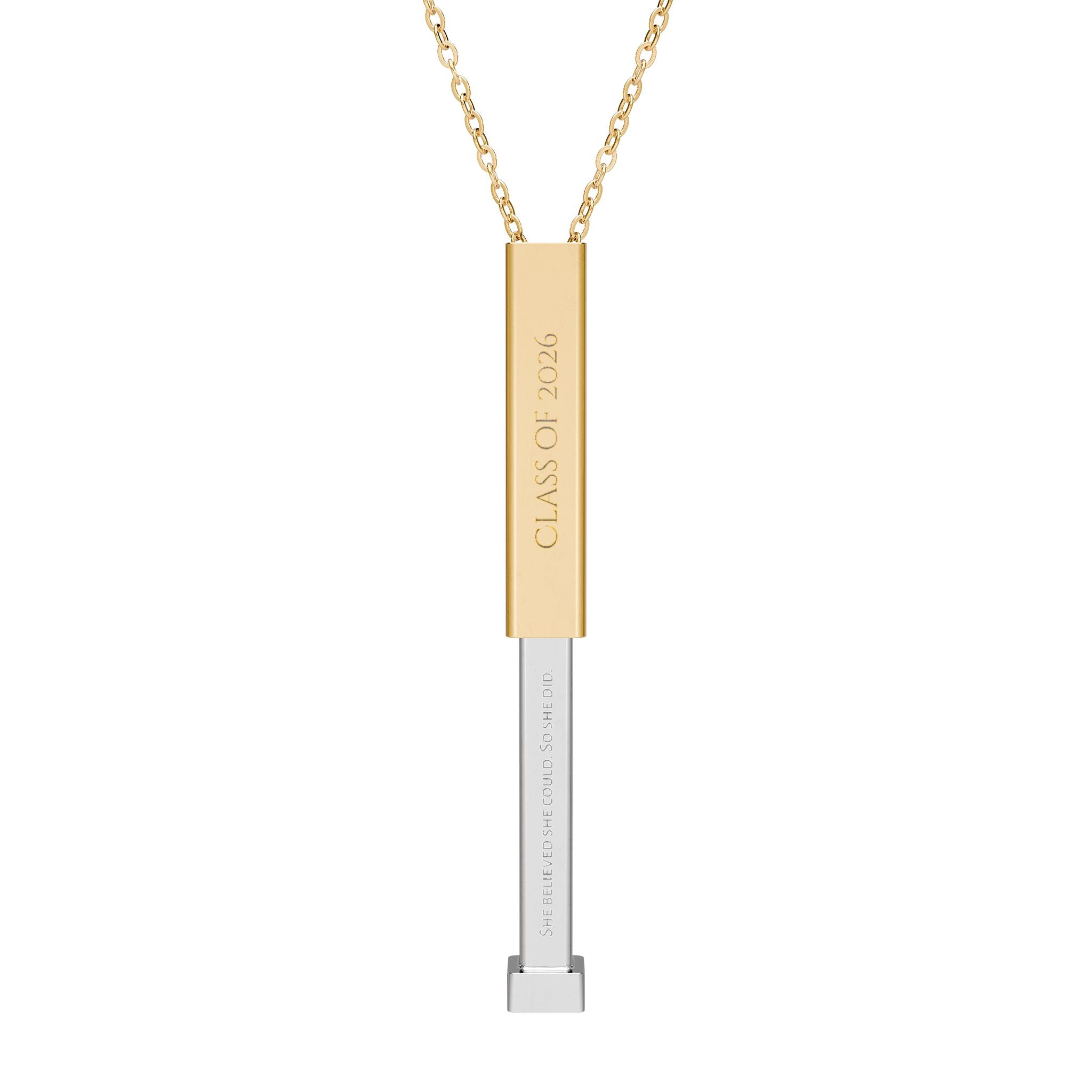 Hidden Message Sliding Bar Necklace | Engraved Slide-Out Secret Message Graduation