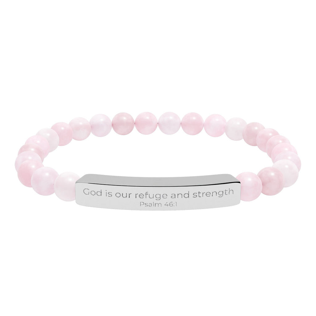 God is our refuge and strength - Natural Stone Bar Bracelet