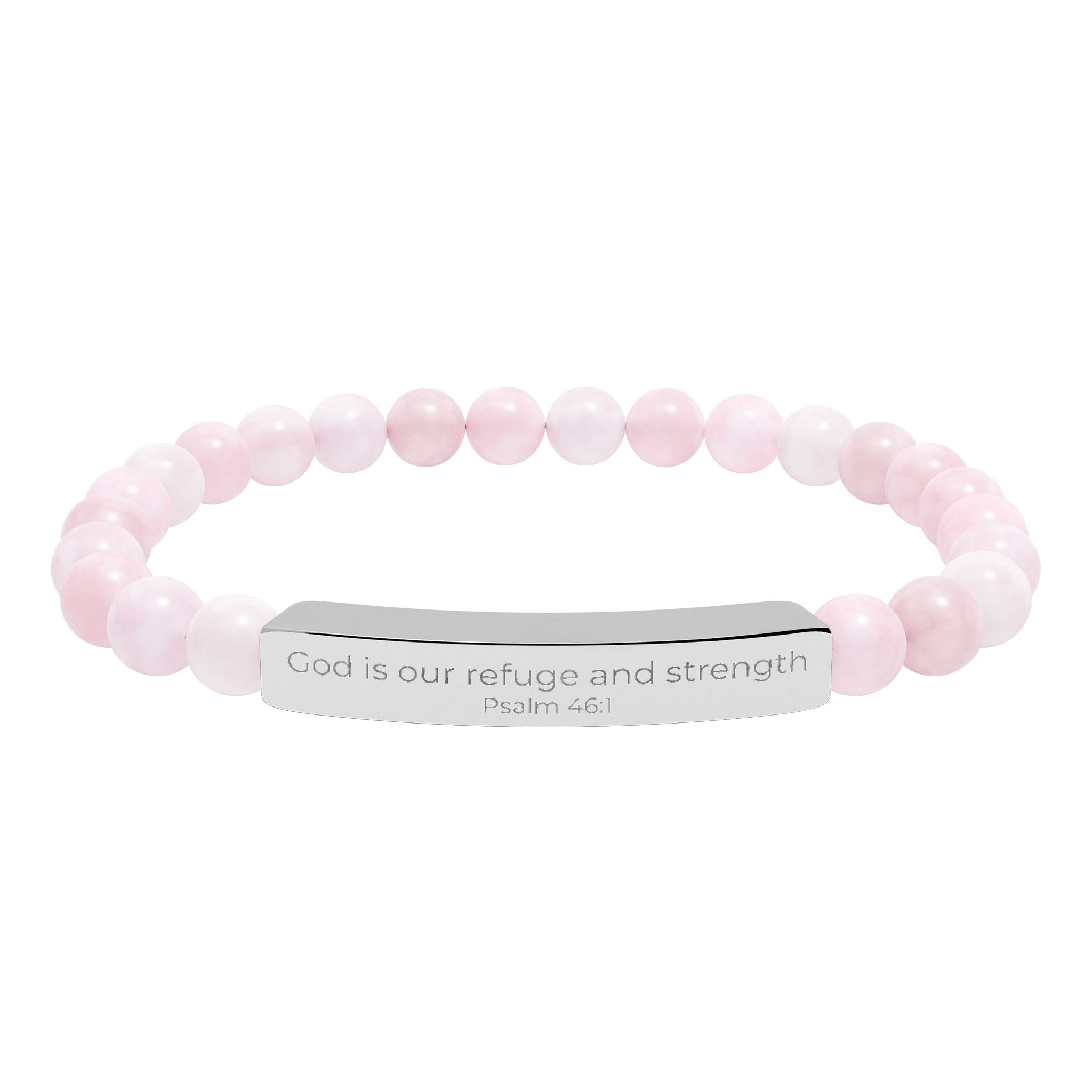 God is our refuge and strength - Natural Stone Bar Bracelet