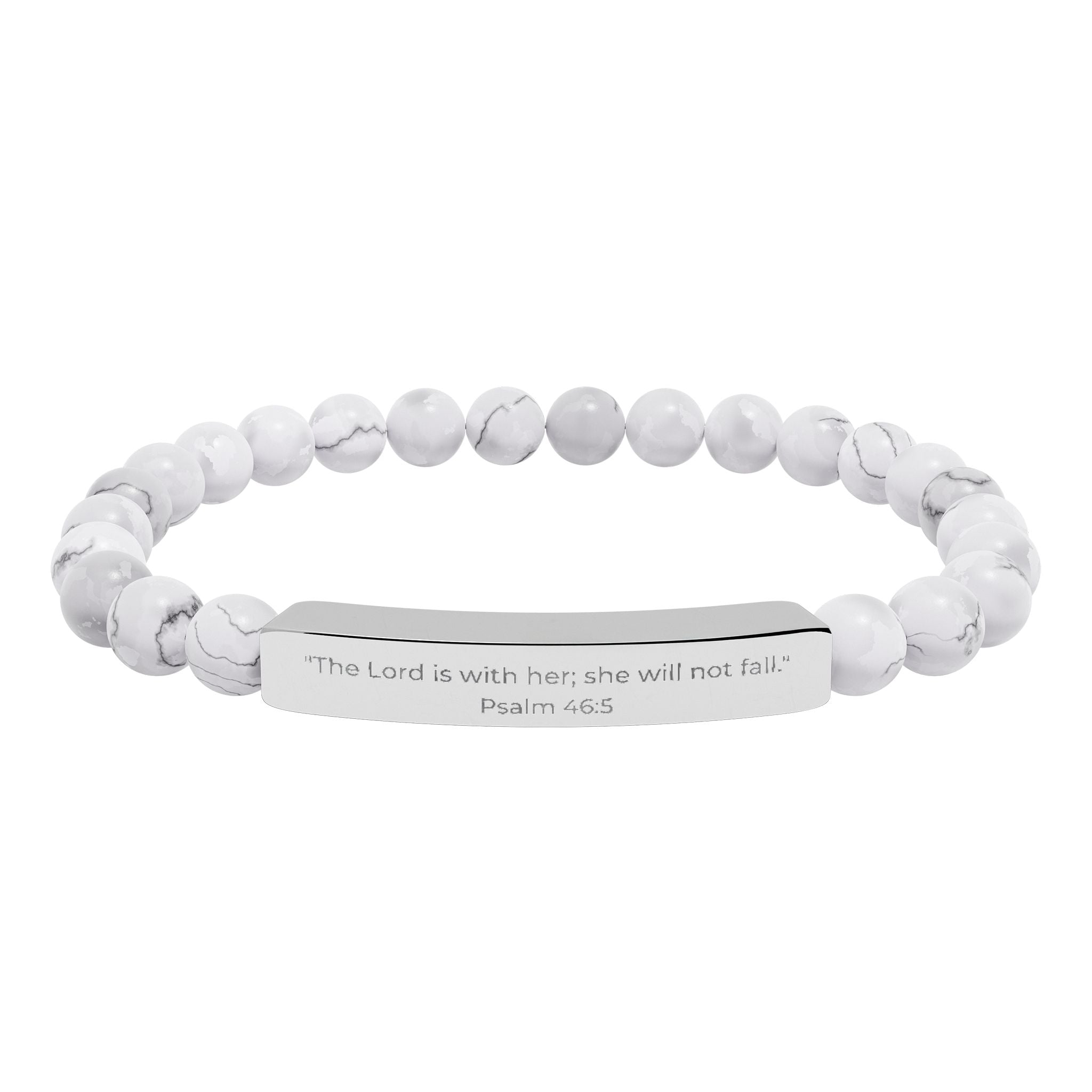 The Lord Is Within Her; She Will Not Fall – Natural Stone Bar Bracelet