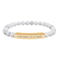 Engraved Natural Stone Stretch Bracelet — "One Day at a Time" Bar