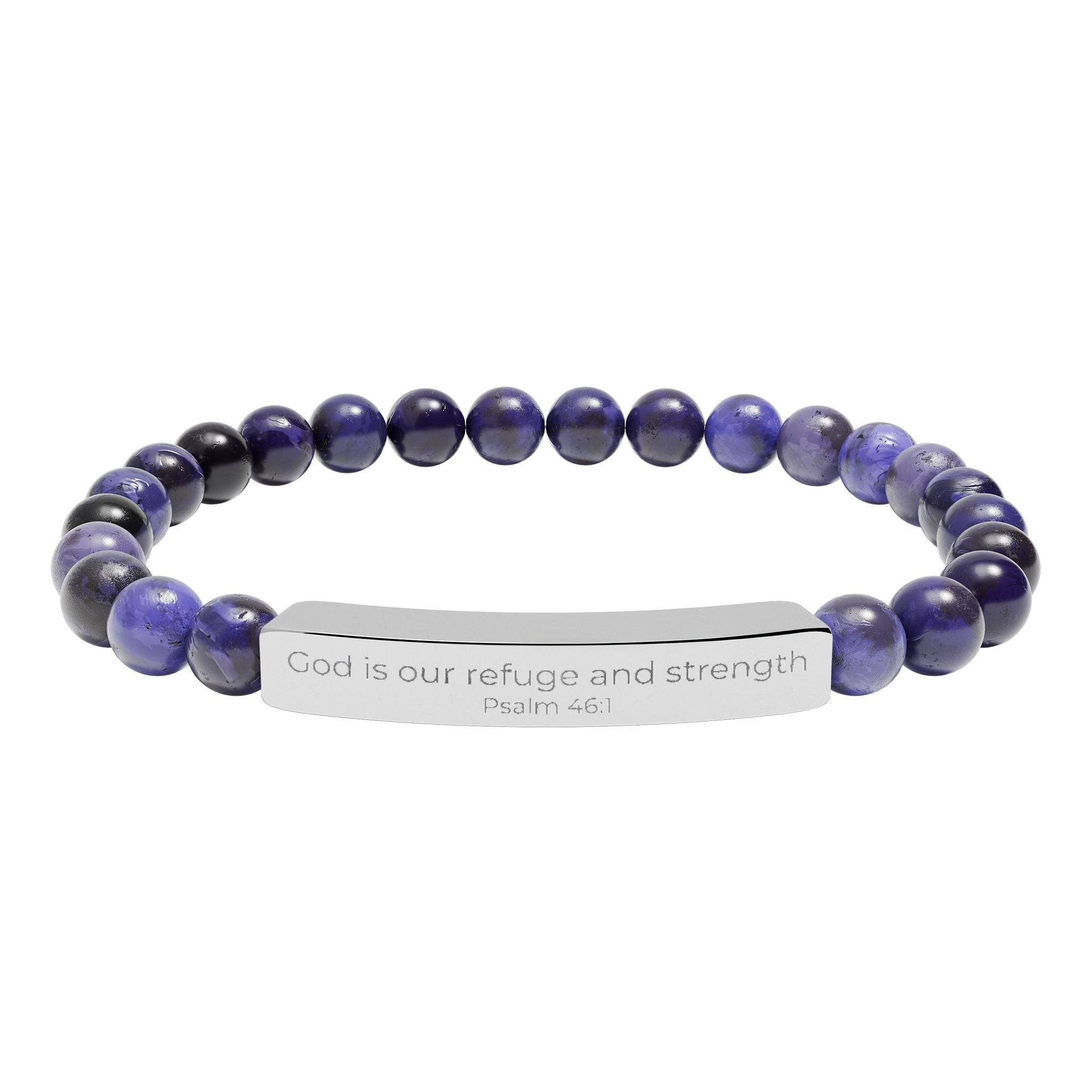 God is our refuge and strength - Natural Stone Bar Bracelet