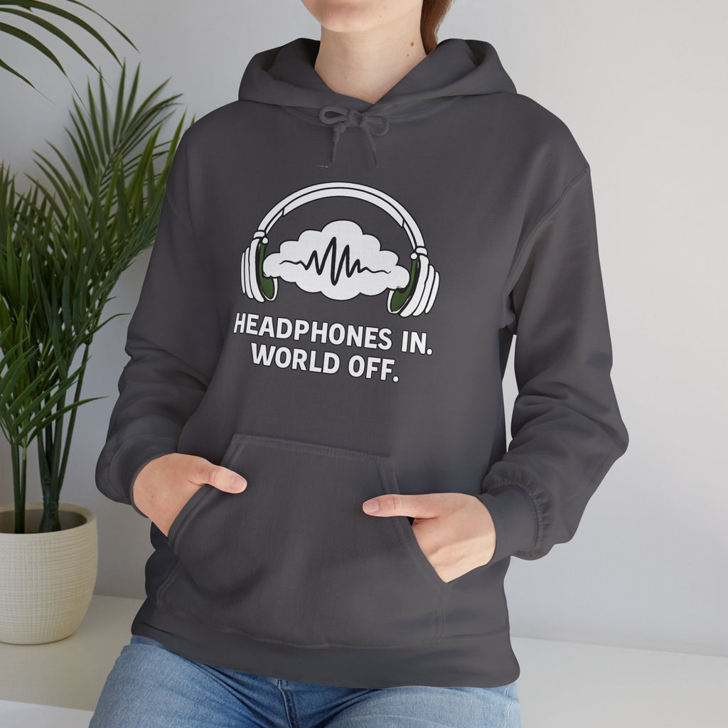 Headphones In World Off Hoodie — Music Lover Graphic Pullover