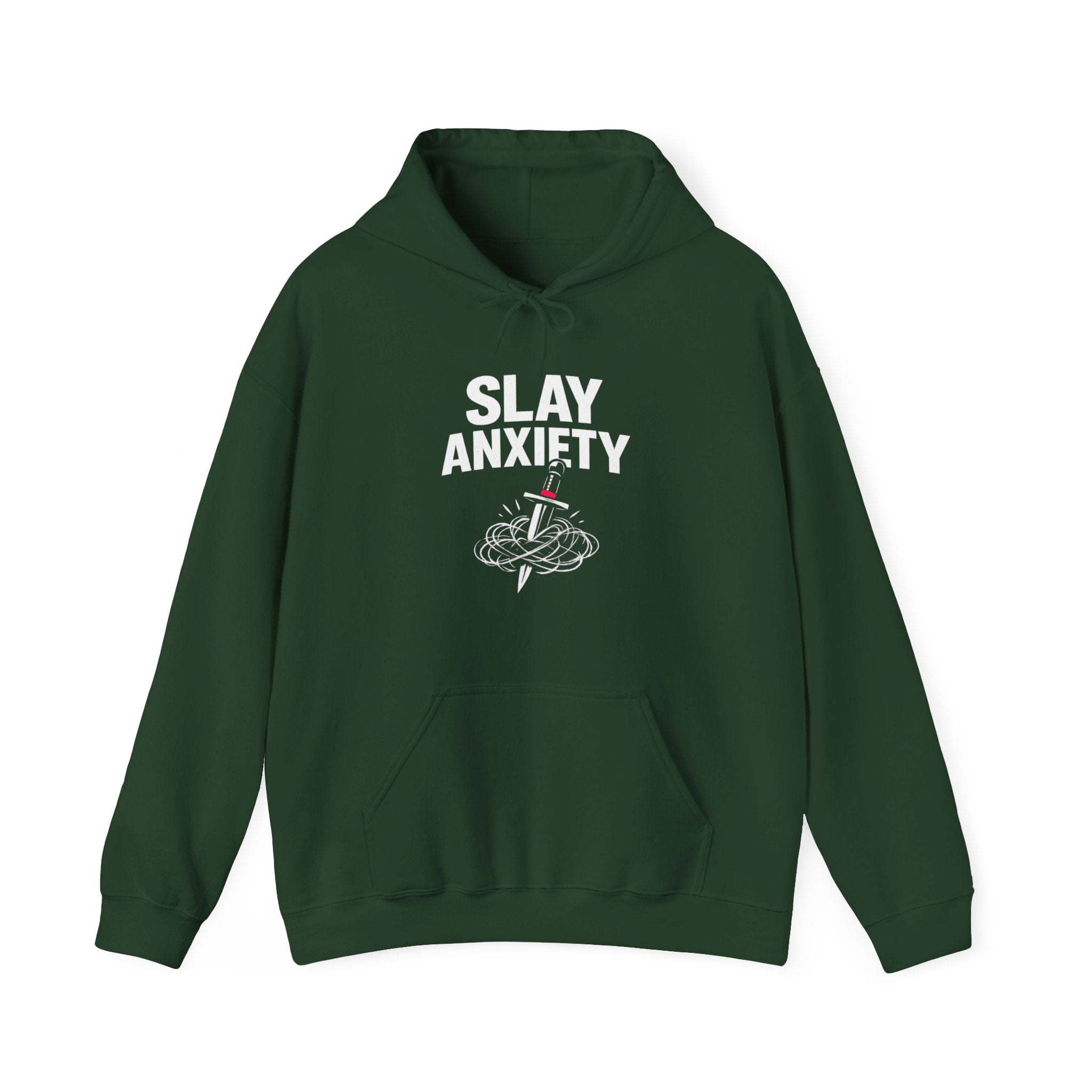 Slay Anxiety Brain Bloom Hoodie – Minimal Floral Brain Anatomy Sweatshirt (with Tiny Red Heart)