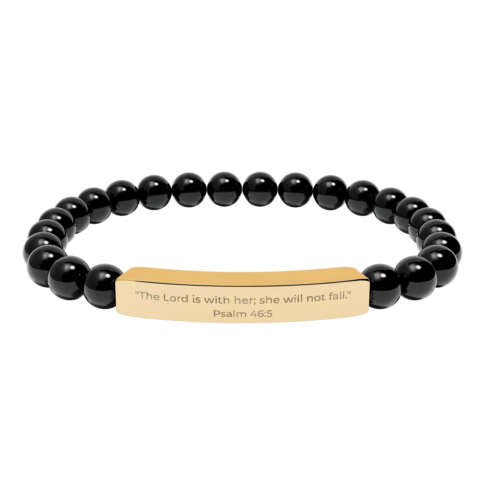 The Lord Is Within Her; She Will Not Fall – Natural Stone Bar Bracelet