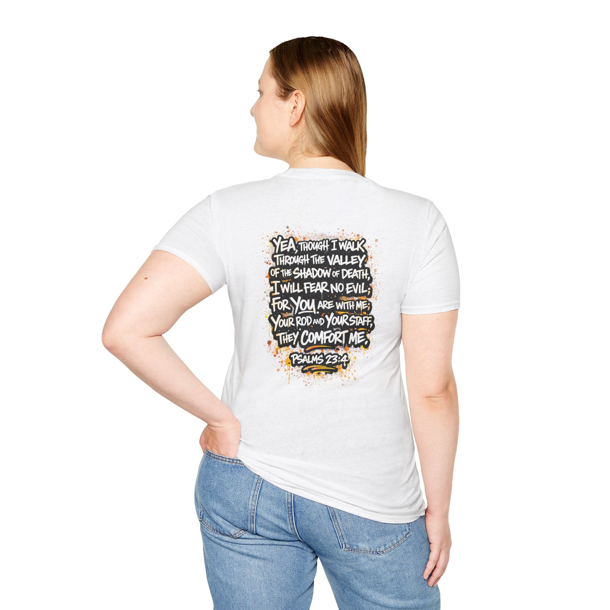 T-Shirt — Psalms 23:4 "I Will Fear No Evil" Christian Faith Graphic Tee
