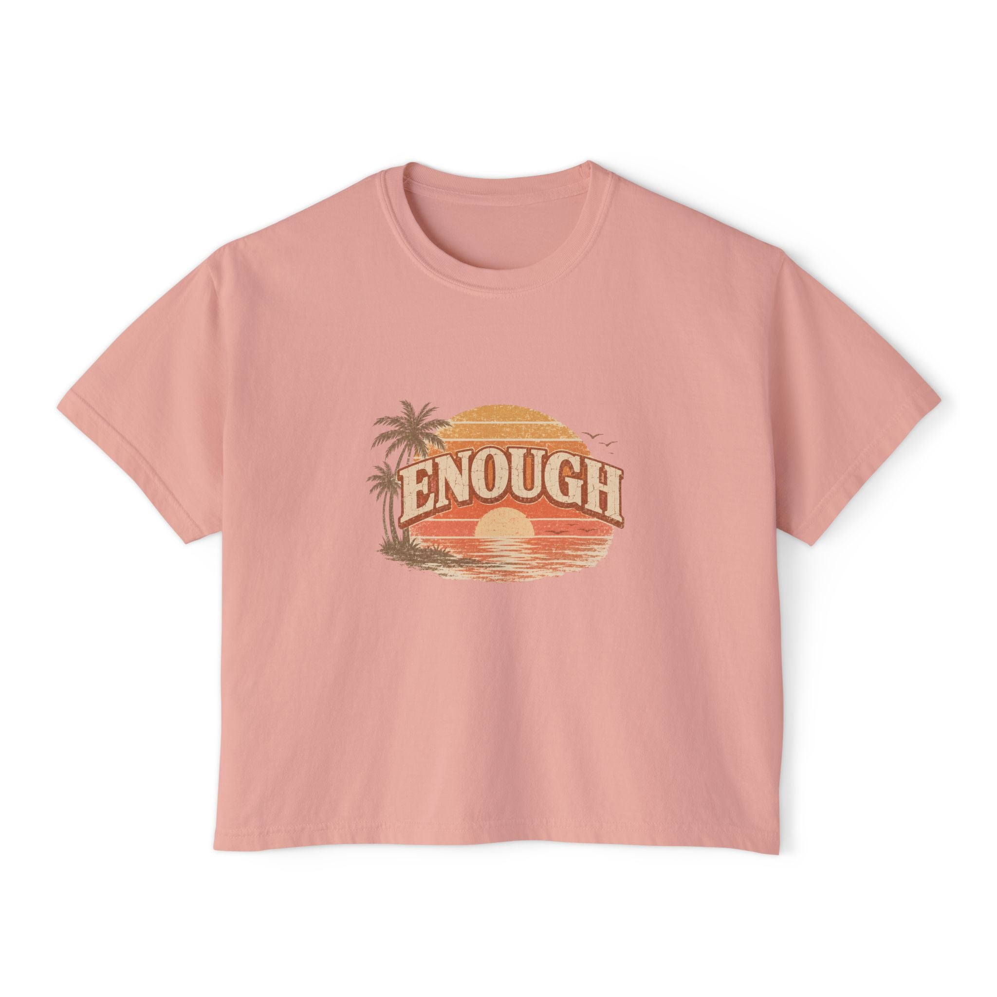 Enough Vintage Sunset Tee — Women's Boxy Graphic Top
