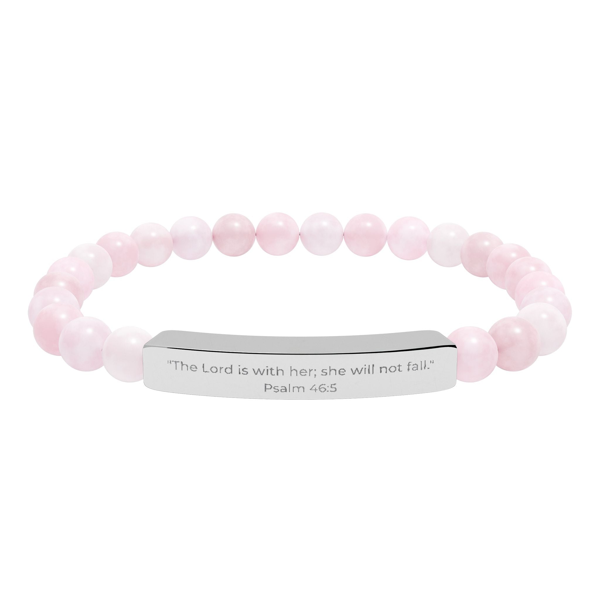 The Lord Is Within Her; She Will Not Fall – Natural Stone Bar Bracelet