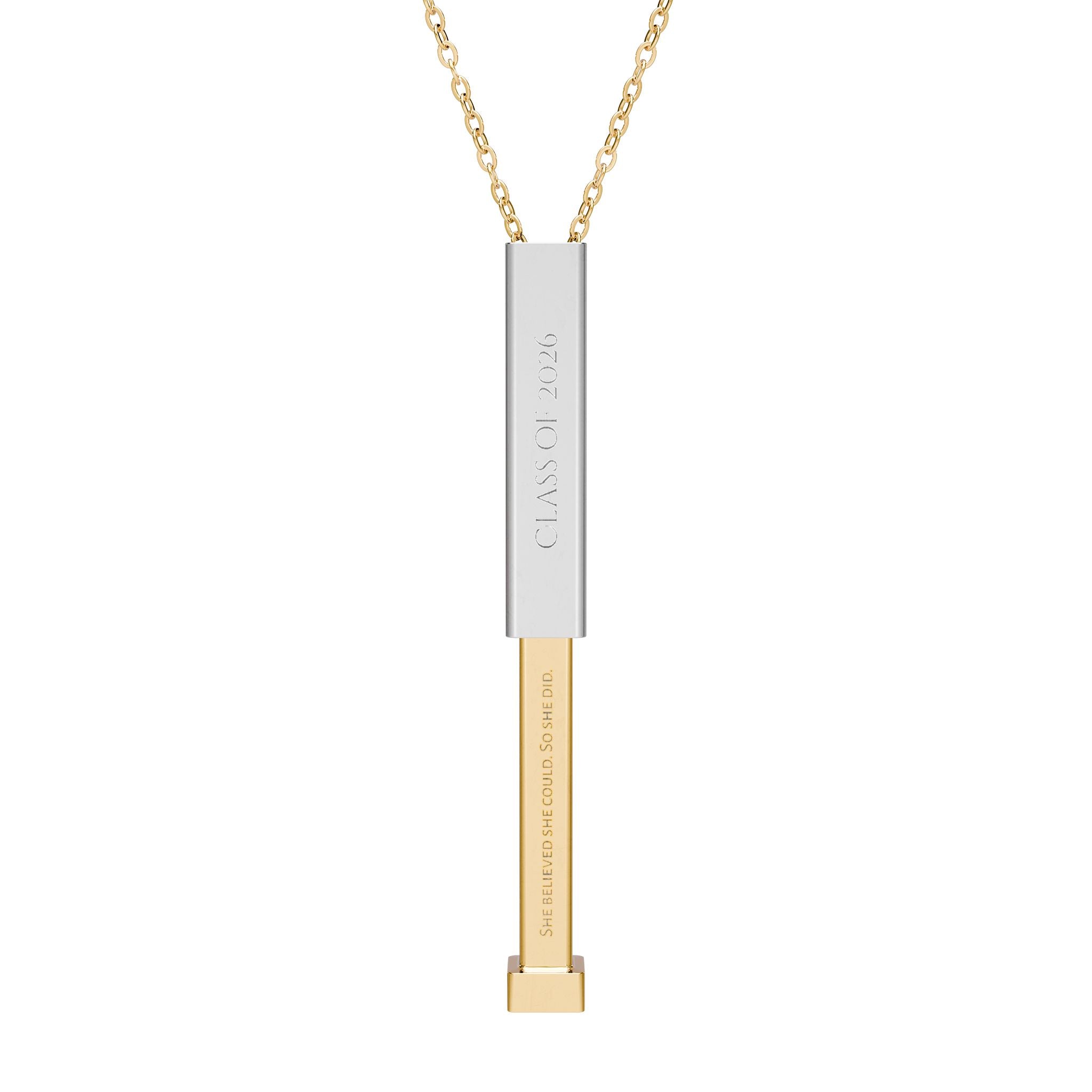 Hidden Message Sliding Bar Necklace | Engraved Slide-Out Secret Message Graduation