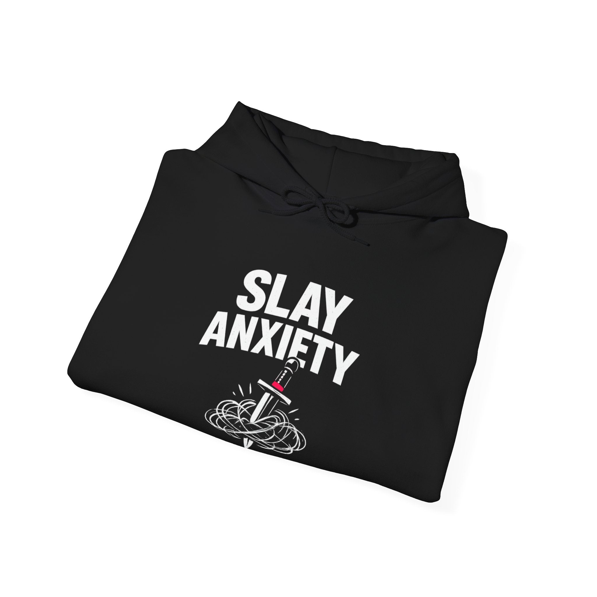 Slay Anxiety Brain Bloom Hoodie – Minimal Floral Brain Anatomy Sweatshirt (with Tiny Red Heart)