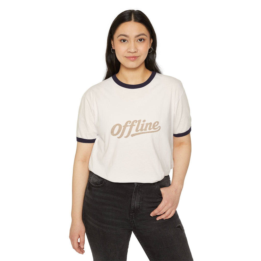 Retro 'Offline' Ringer T-Shirt — Vintage Casual Tee for Digital Detox