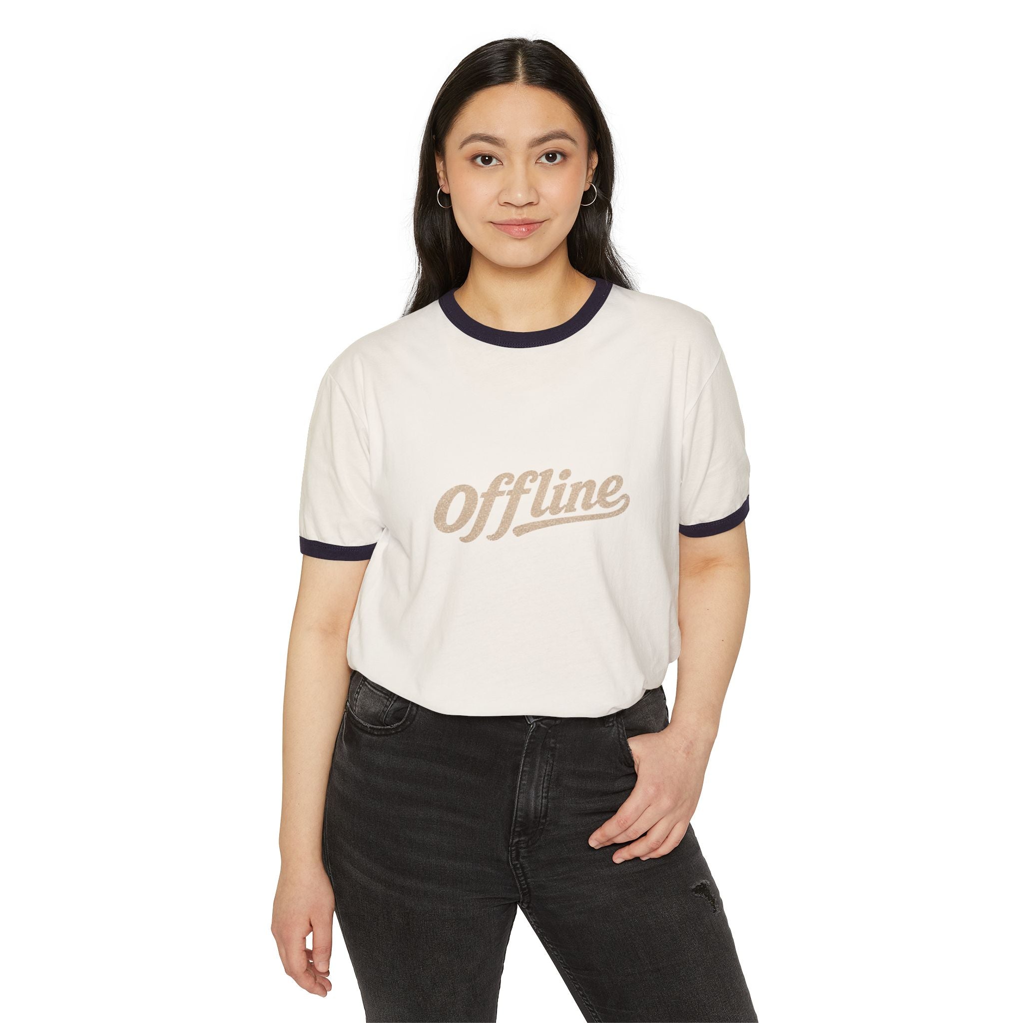 Retro 'Offline' Ringer T-Shirt — Vintage Casual Tee for Digital Detox