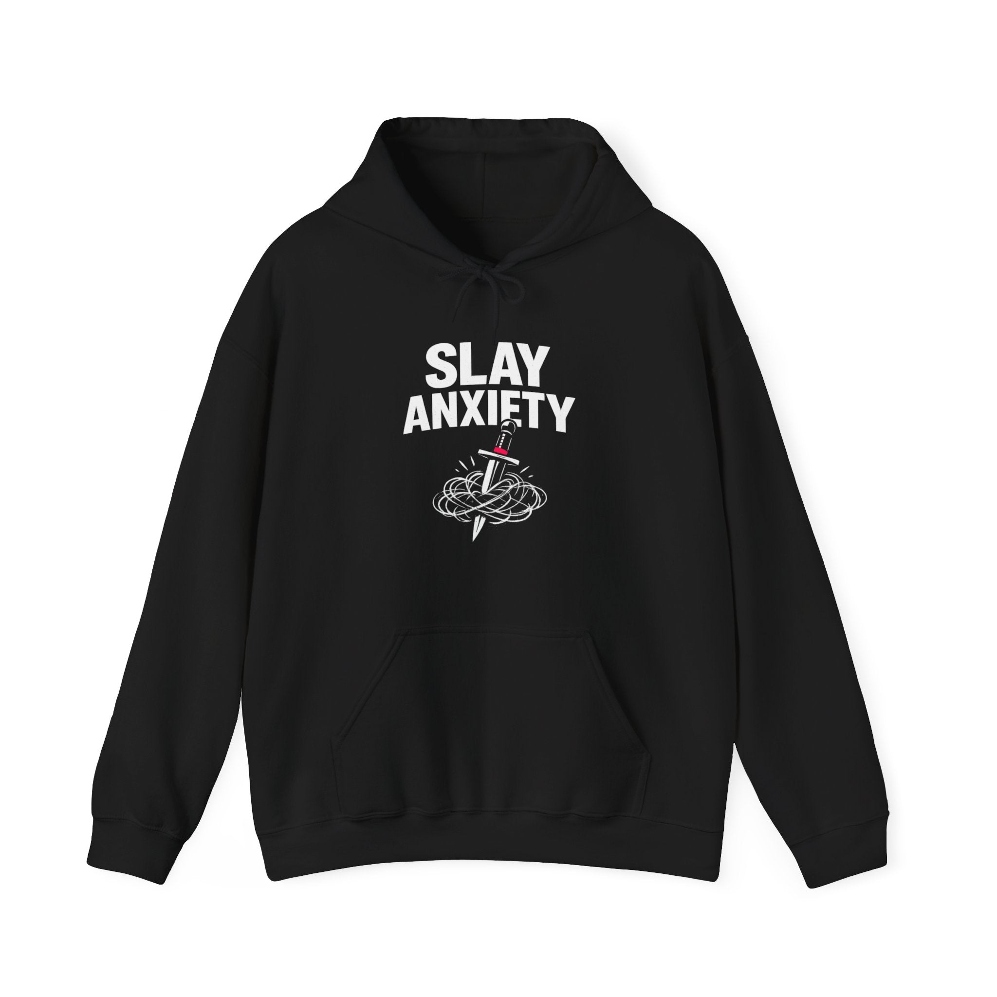 Slay Anxiety Brain Bloom Hoodie – Minimal Floral Brain Anatomy Sweatshirt (with Tiny Red Heart)