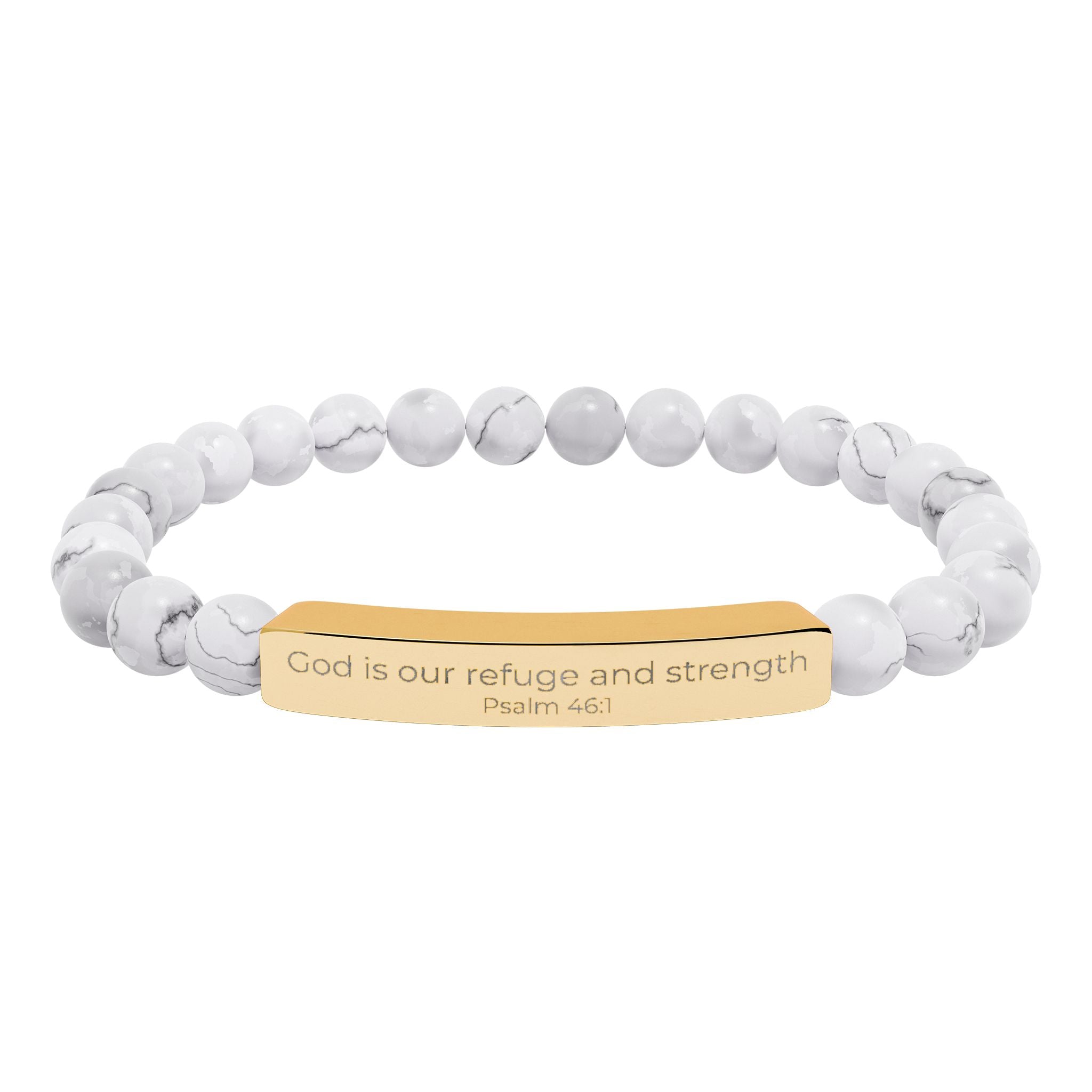 God is our refuge and strength - Natural Stone Bar Bracelet