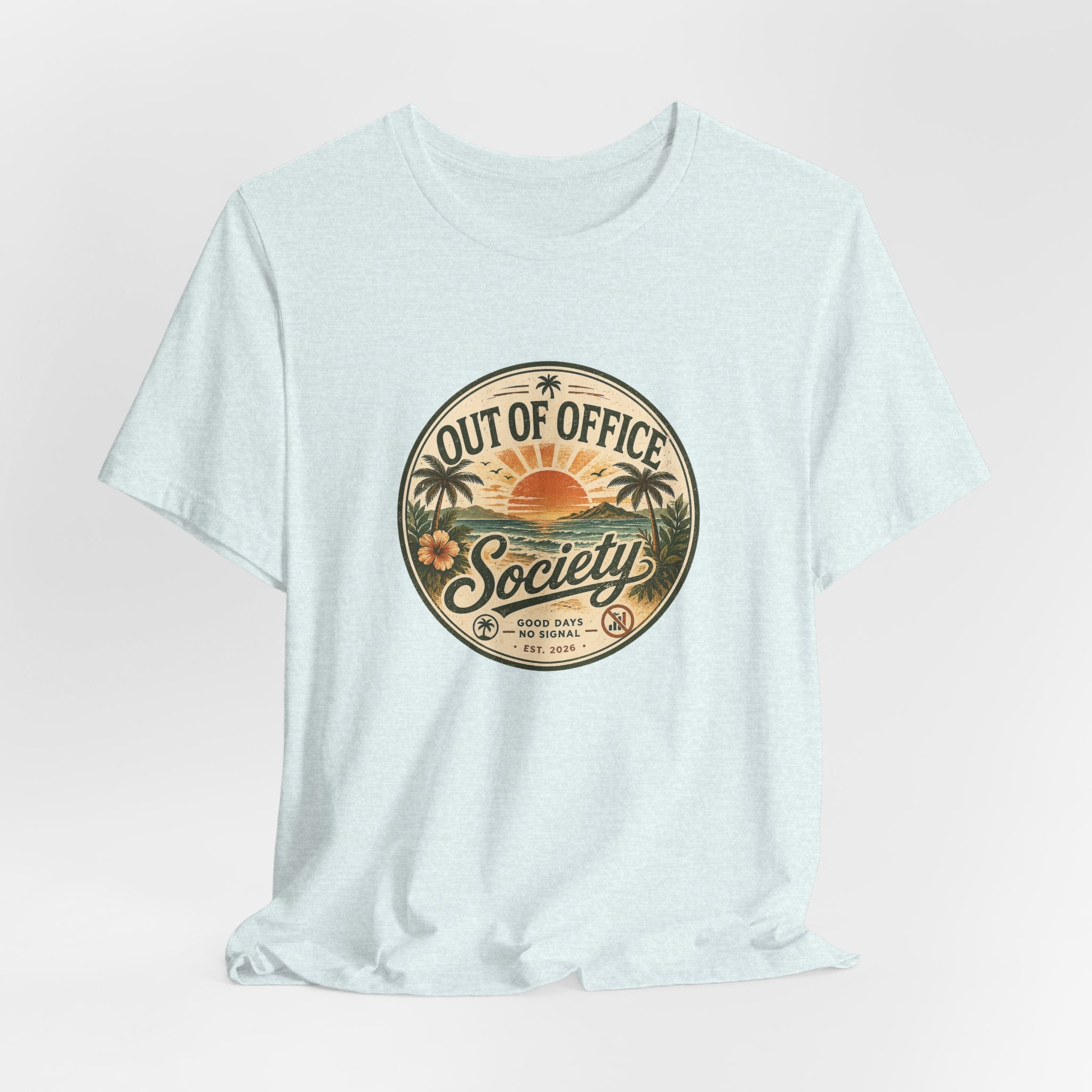 Out of Office Society Tee — Vacation Vibes Sunset Graphic T-Shirt