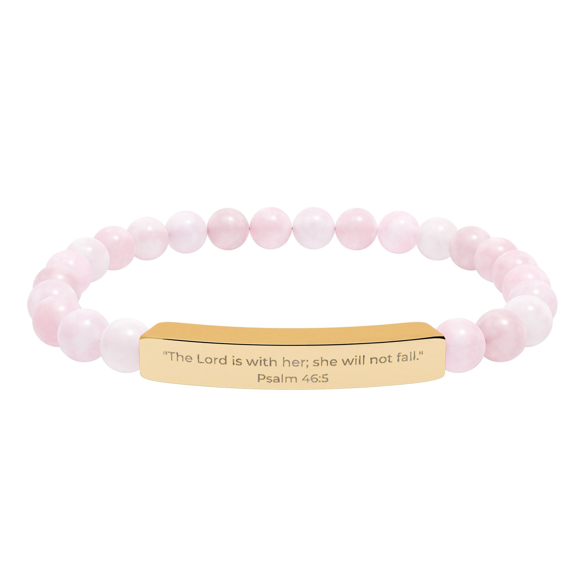 The Lord Is Within Her; She Will Not Fall – Natural Stone Bar Bracelet