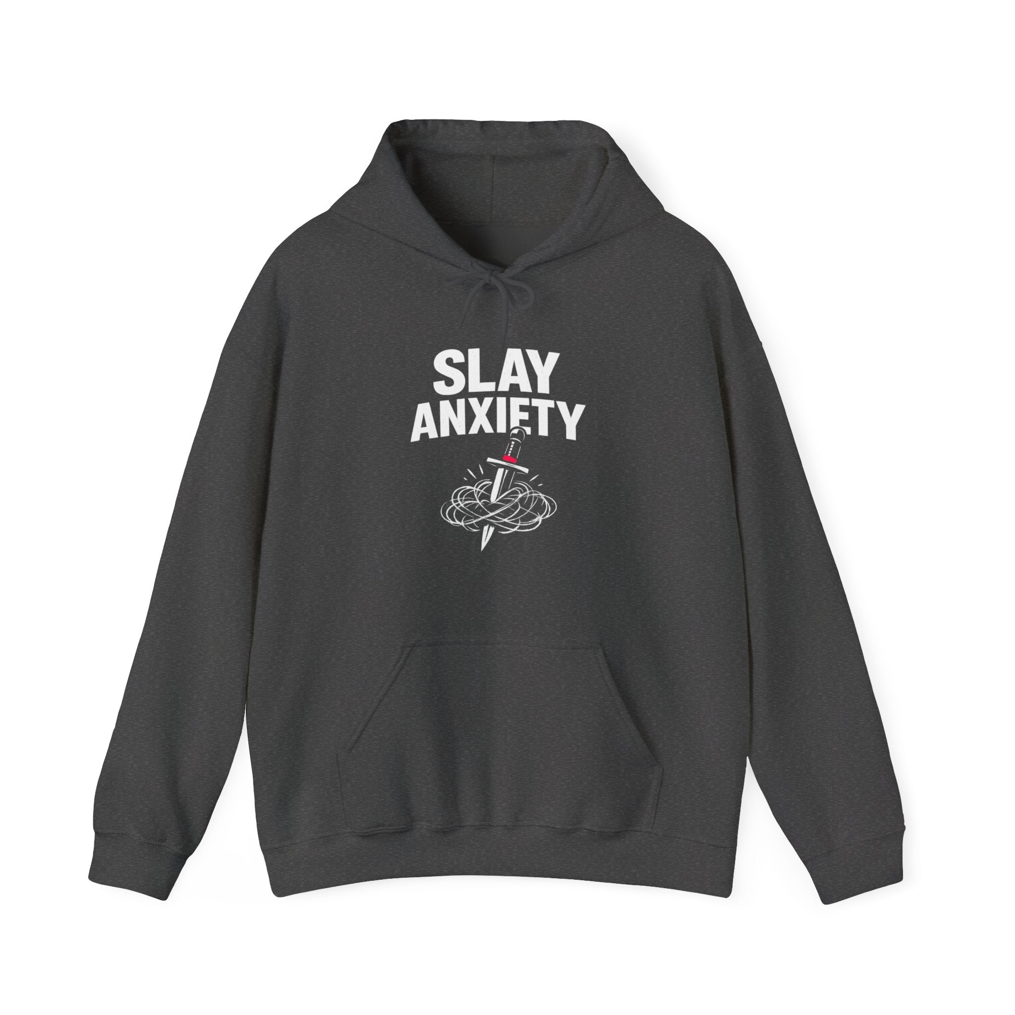 Slay Anxiety Brain Bloom Hoodie – Minimal Floral Brain Anatomy Sweatshirt (with Tiny Red Heart)