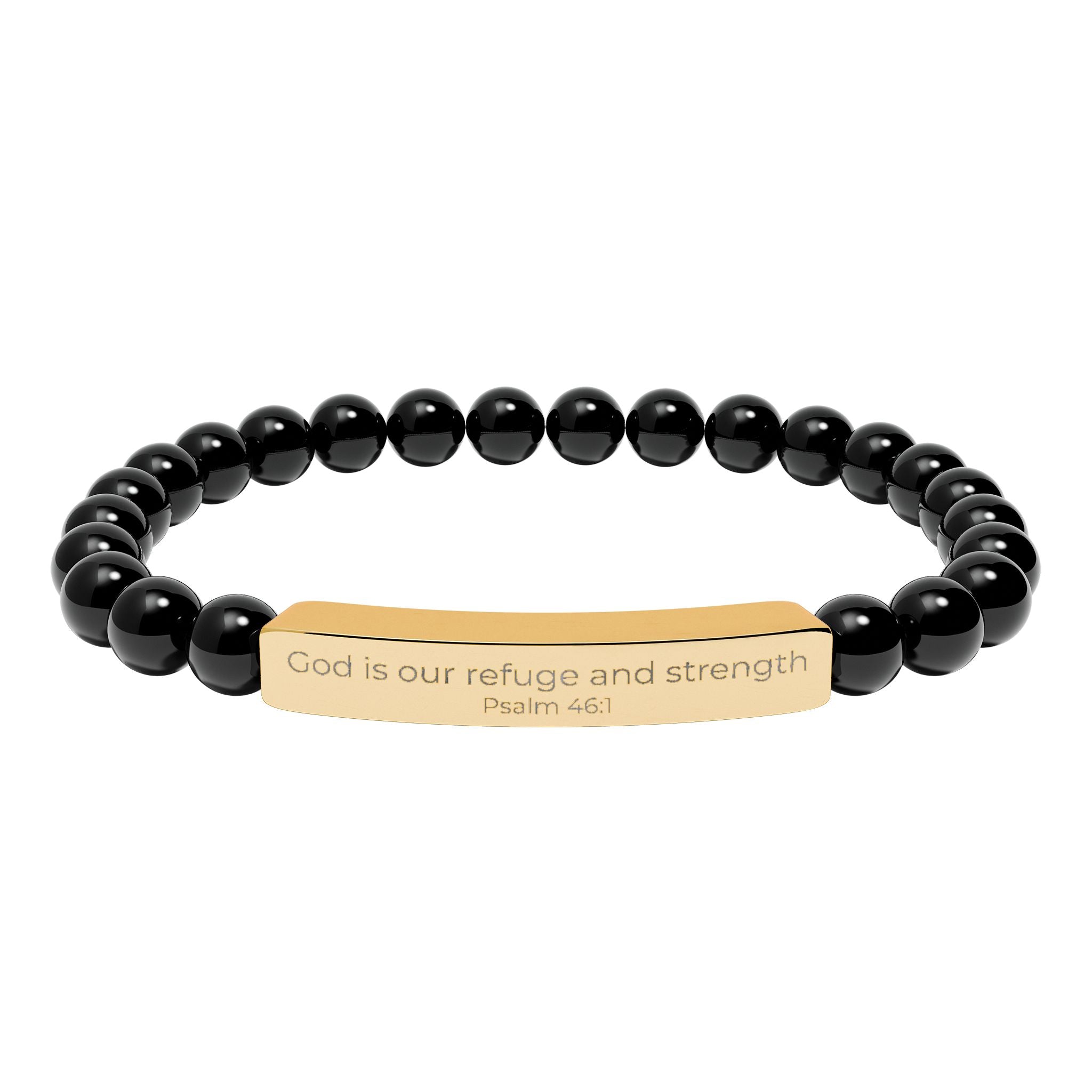 God is our refuge and strength - Natural Stone Bar Bracelet