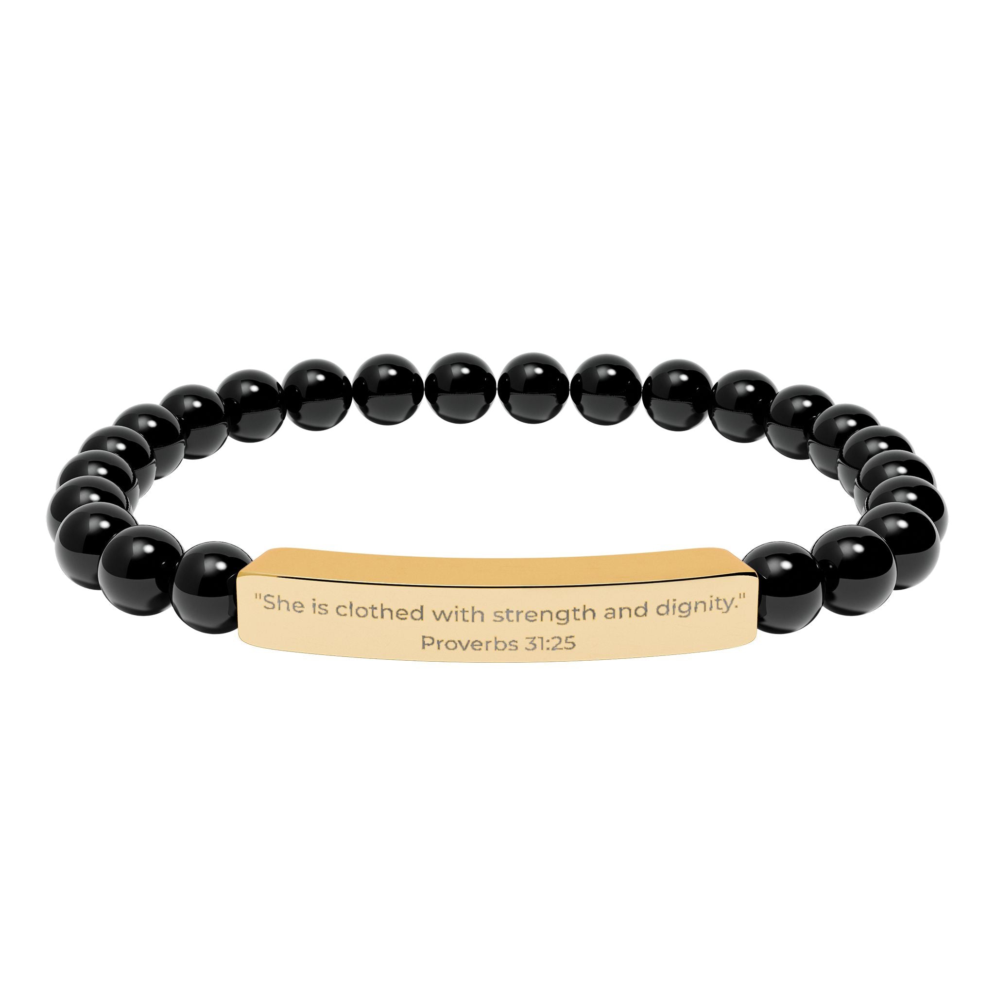 She Is Clothed With Strength and Dignity – Natural Stone Bar Bracelet