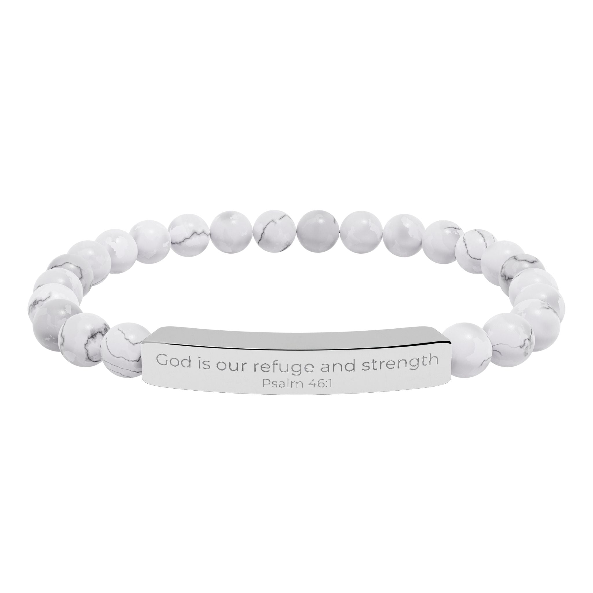 God is our refuge and strength - Natural Stone Bar Bracelet